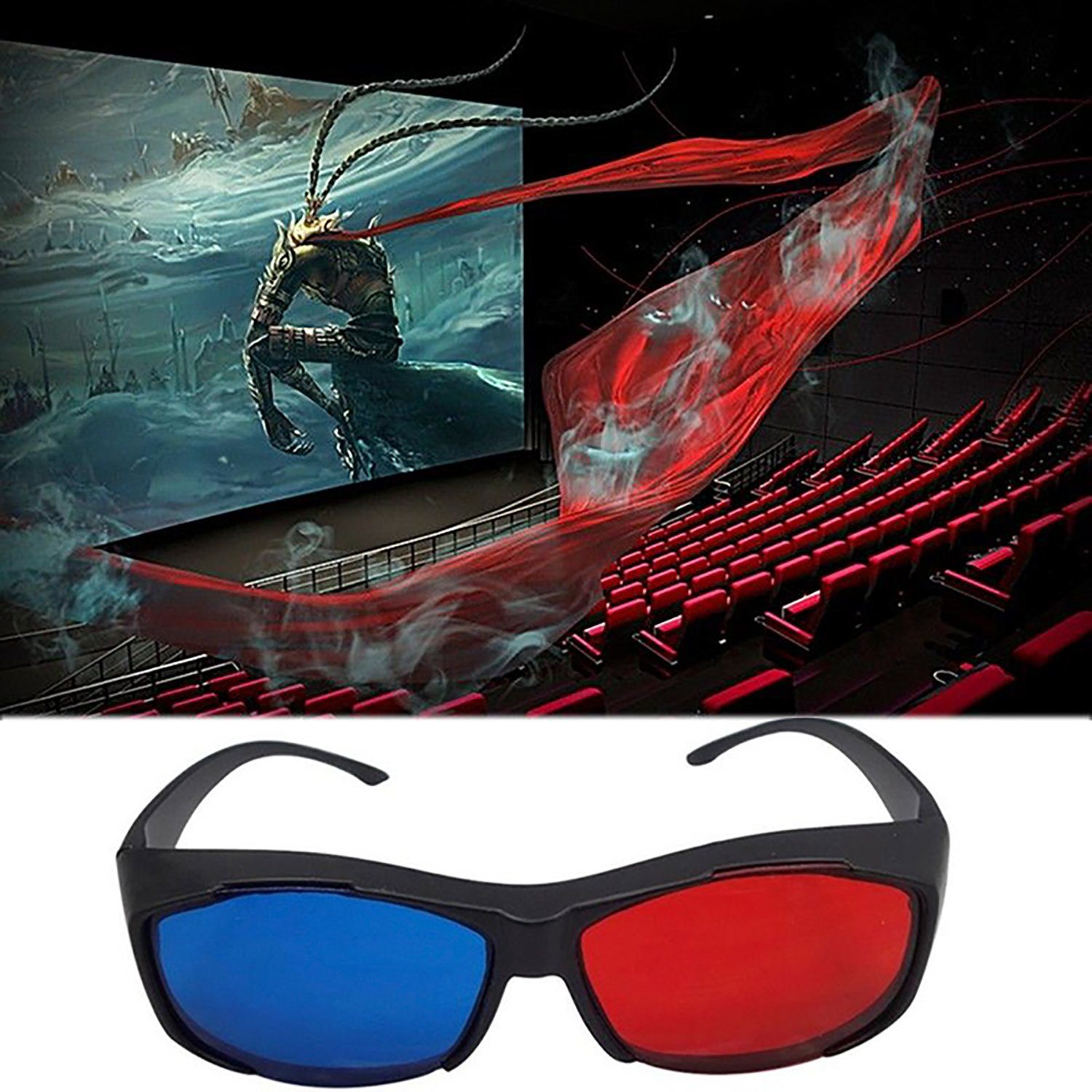 Kunststoff - von Stück Material: Brille zum 3D-Brille TPFNet Anaglyphenbrille - 10 Schwarz Rot/Cyan Farbe: Kino 3D 3D Filmen, Brille Ansehen -