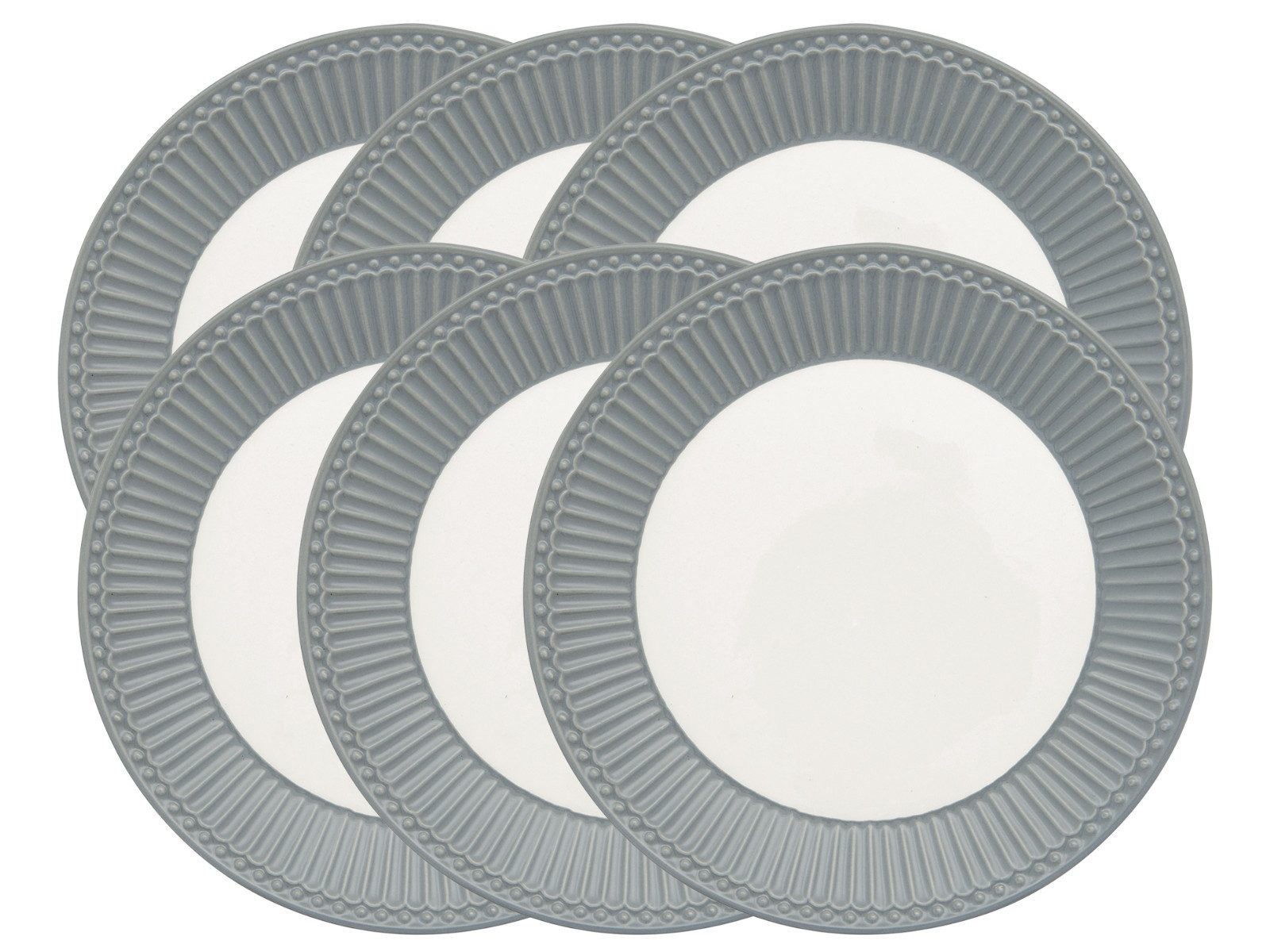 Greengate Teller-Set Alice Frühstücksteller stone grey 23 cm Set6, Steinzeug