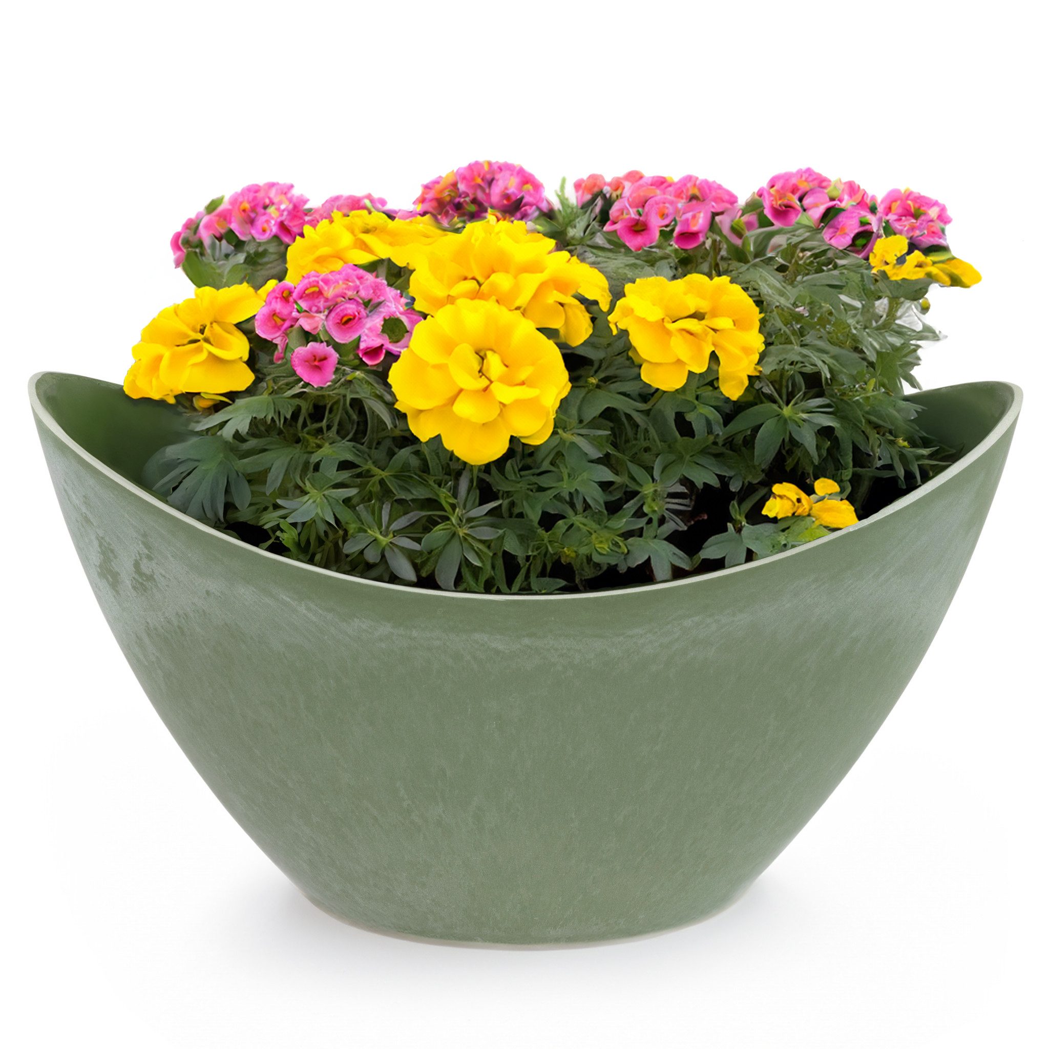 matches21 HOME & HOBBY Blumentopf Hohe Pflanzschale oval Vintage oliv-grün günstig online kaufen