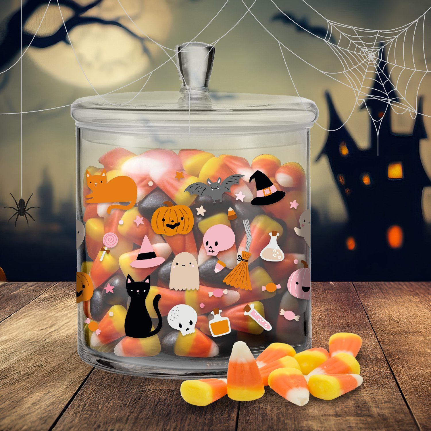 (Kein mit - Keksdose Glas, Halloween Set) UV-Druck Sweet Design, GRAVURZEILE