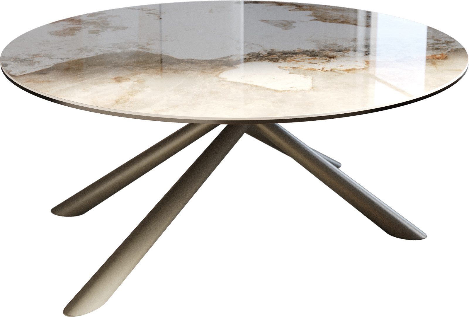 DELIFE Couchtisch Edge, Rund 90x90 cm Keramik Minas Melange Sarity Metall Effektfinish Titan