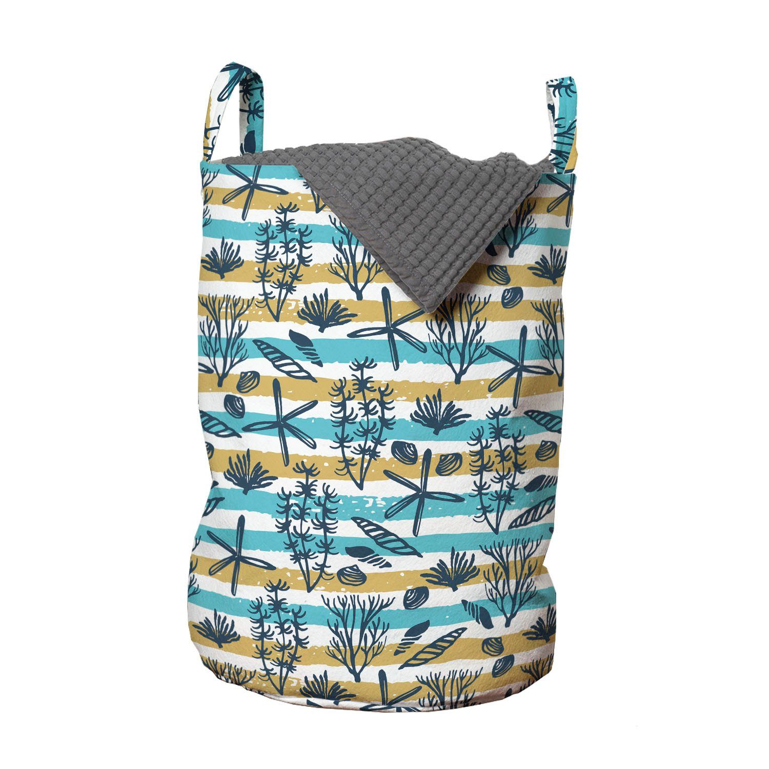 Abakuhaus Wäschesäckchen Wäschekorb für Bürste Stripes auf Waschsalons, mit Kordelzugverschluss Shells Unterwasser- Griffen