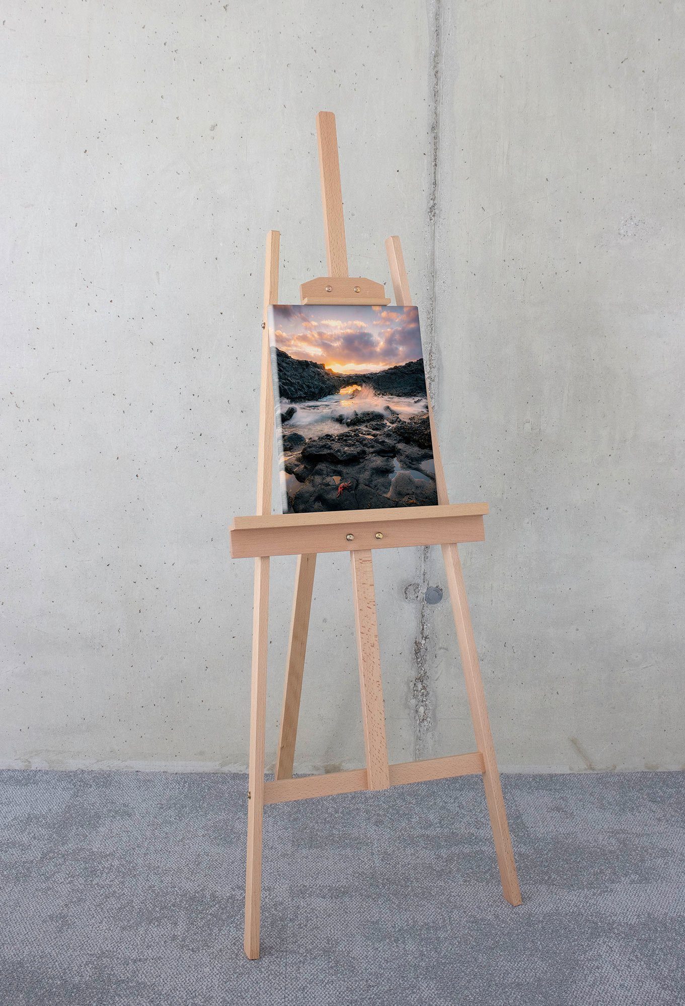 Komar Leinwandbild Golden Eye - Größe 30 x 40 cm, Baum, Berge, Blumen, Blätter, Foto, Jahreszeiten, Landschaft, Meer, Natur, Palmen, Strand (Packung, 1 St), Keilrahmenbild mi Echtholzrahmen