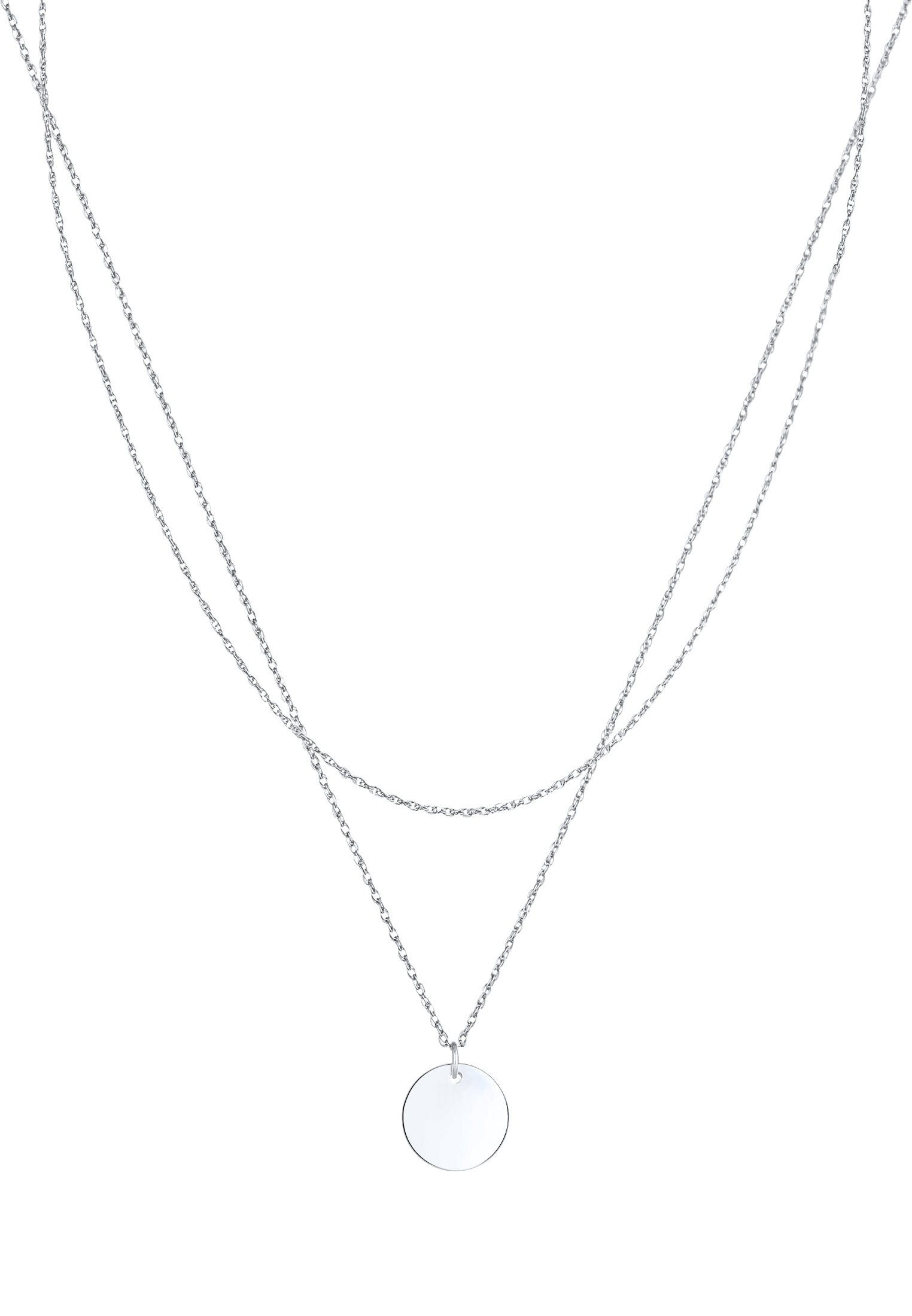 Elli Gliederkette Layering Plättchen Kreis Geo 925 Silber