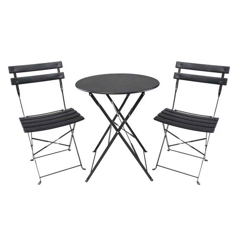 HTI-Living Balkonset Balkonmöbel Cavo, (Set, 3-tlg., 1 Tisch, 2 Stühle), Klapptisch Klappstühle 2 Personen Bistroset