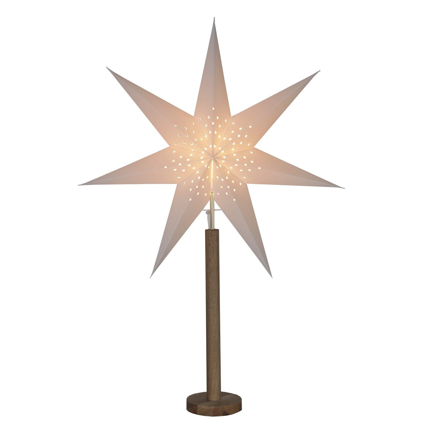 STAR TRADING LED Stern Papierstern Weihnachtsstern stehend 7-zackig 60cm E14 weiß braun