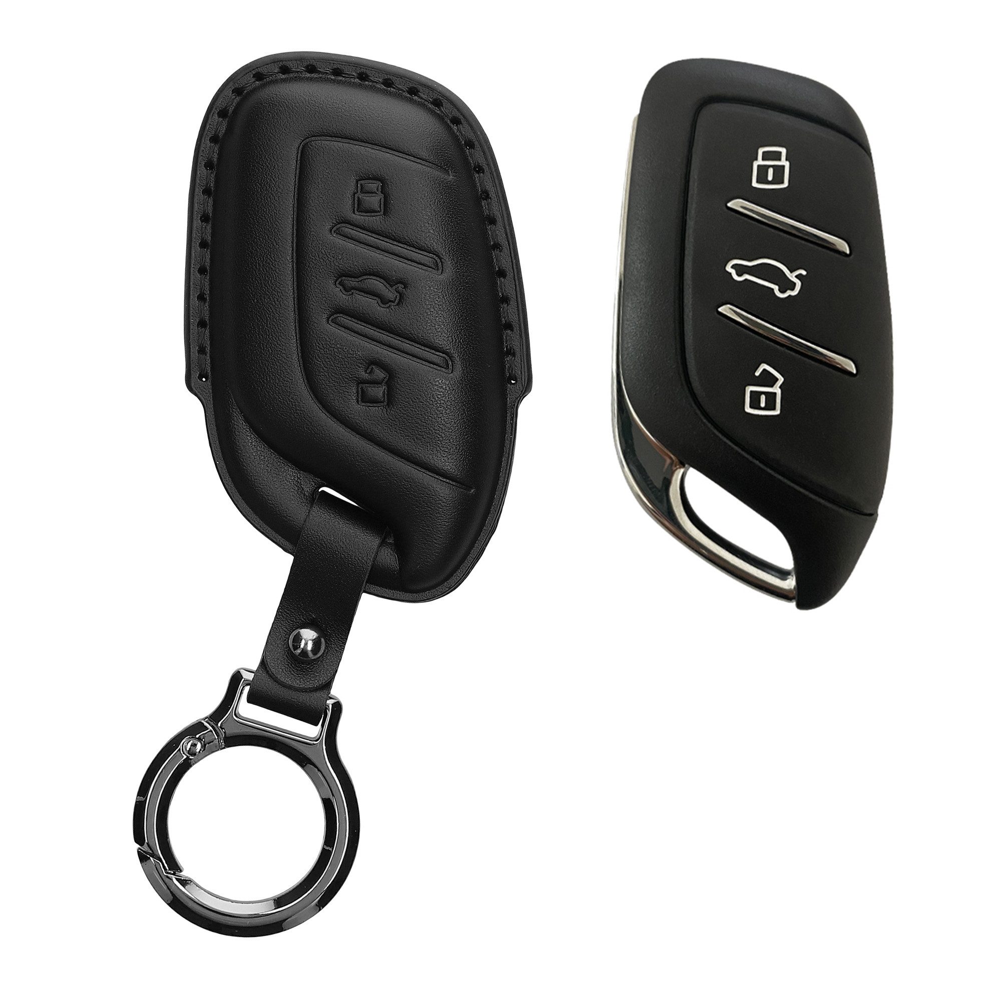 kwmobile Schlüsseltasche Hülle für MG 3-Tasten ZS MG4 MG5 MG6 (1-tlg), Premium Leder Autoschlüssel Schlüssel Tasche