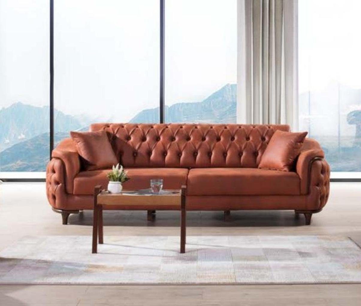 JVmoebel Chesterfield-Sofa Oranger Chesterfield Dreisitzer 3-er Couch Moderne Möbel Neu, Made in Europe