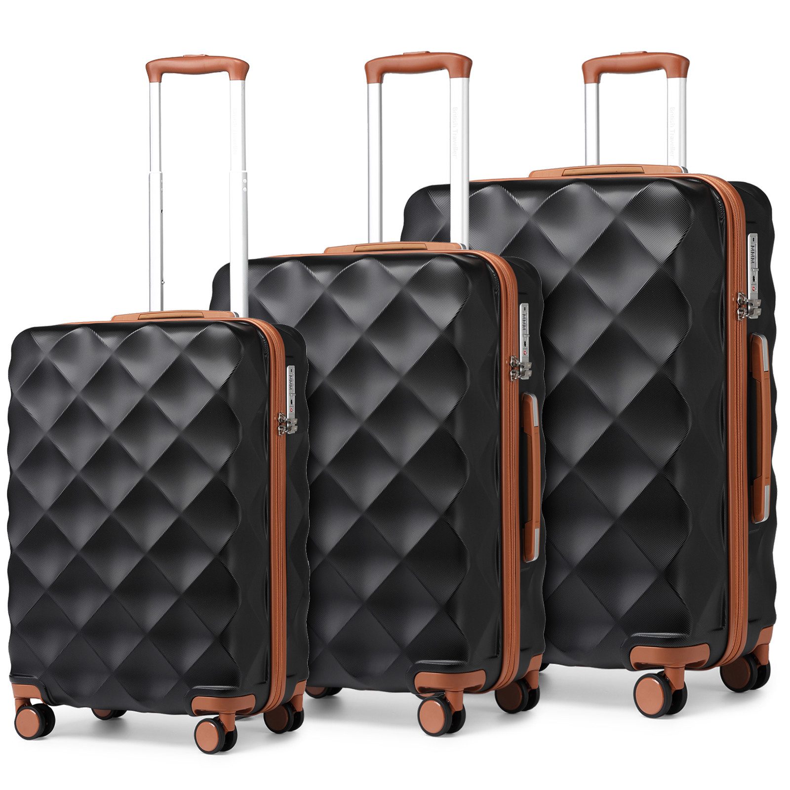 British Traveller Koffer ABS+PC Trolley mit TSA-Schloss, Ideal als Reisekoffer, Rollkoffer