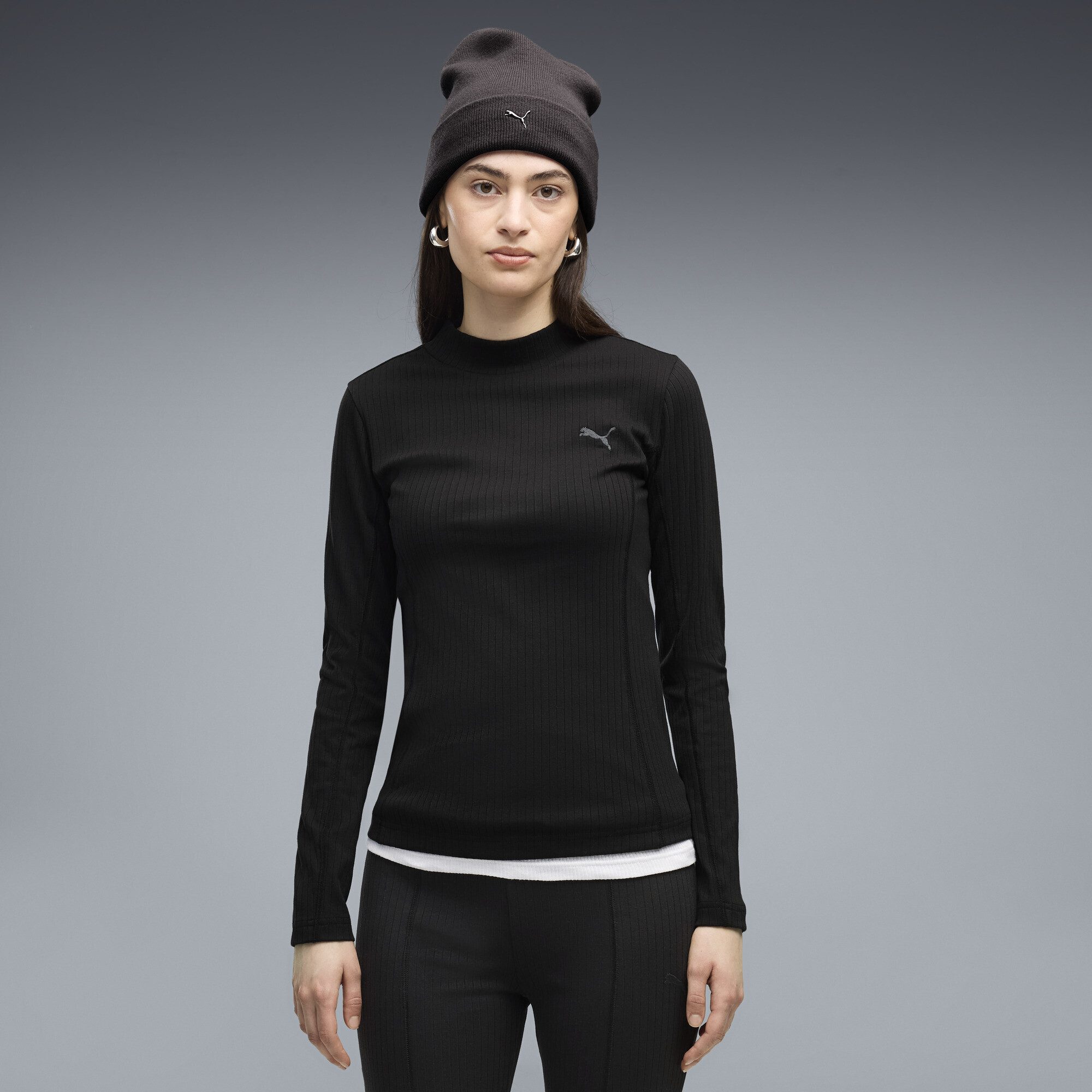 PUMA T-Shirt HER Slim Geripptes Langarmshirt Damen