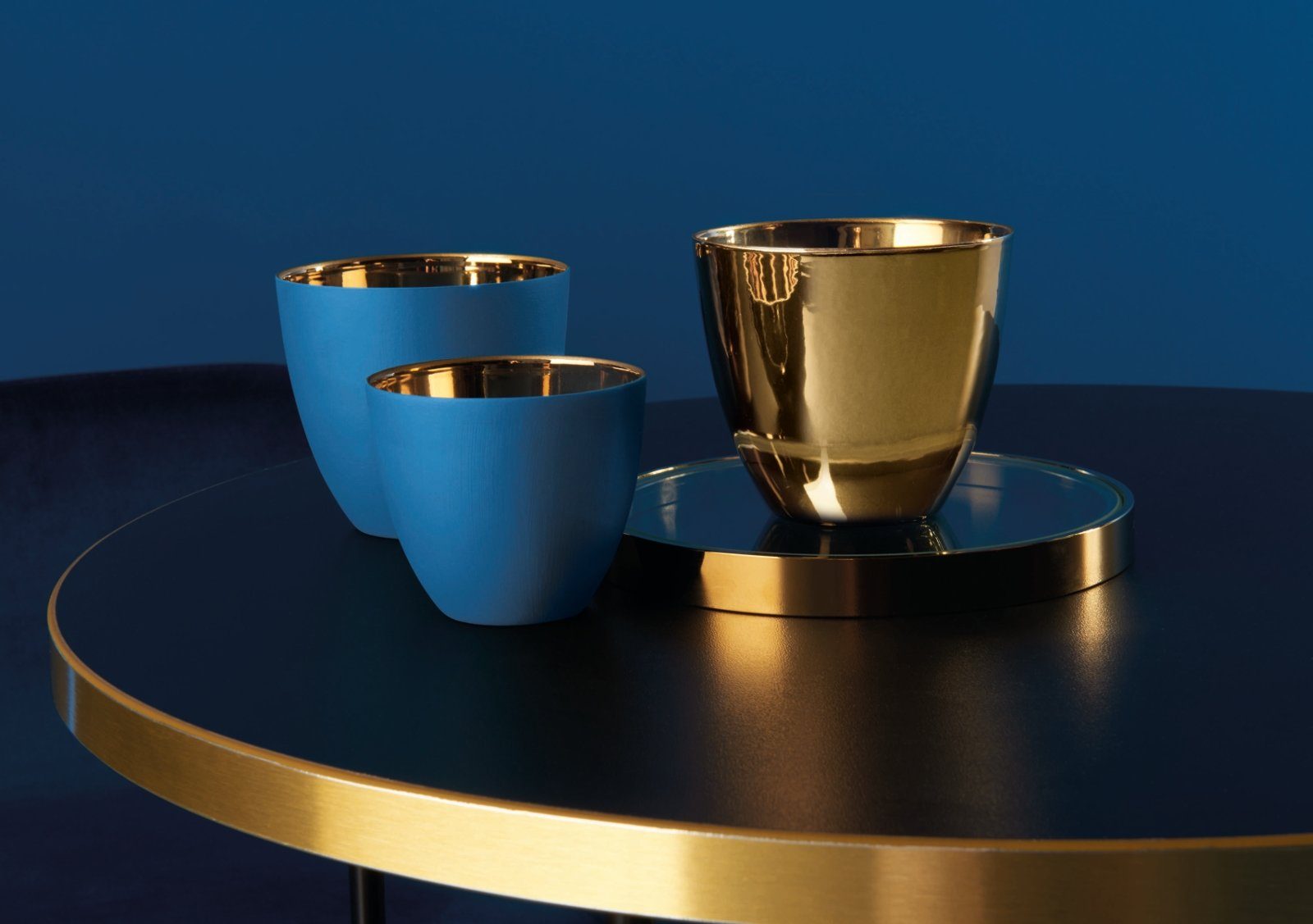 ASA SELECTION Windlicht Windlicht blau innen gold glänzend 6,5 cm, Wohnaccessoires