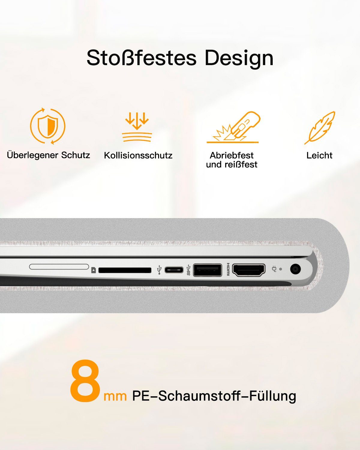 Inateck Laptop-Hülle 15.6 Zoll Laptoptasche Stoßfestes Spritzwasserfest