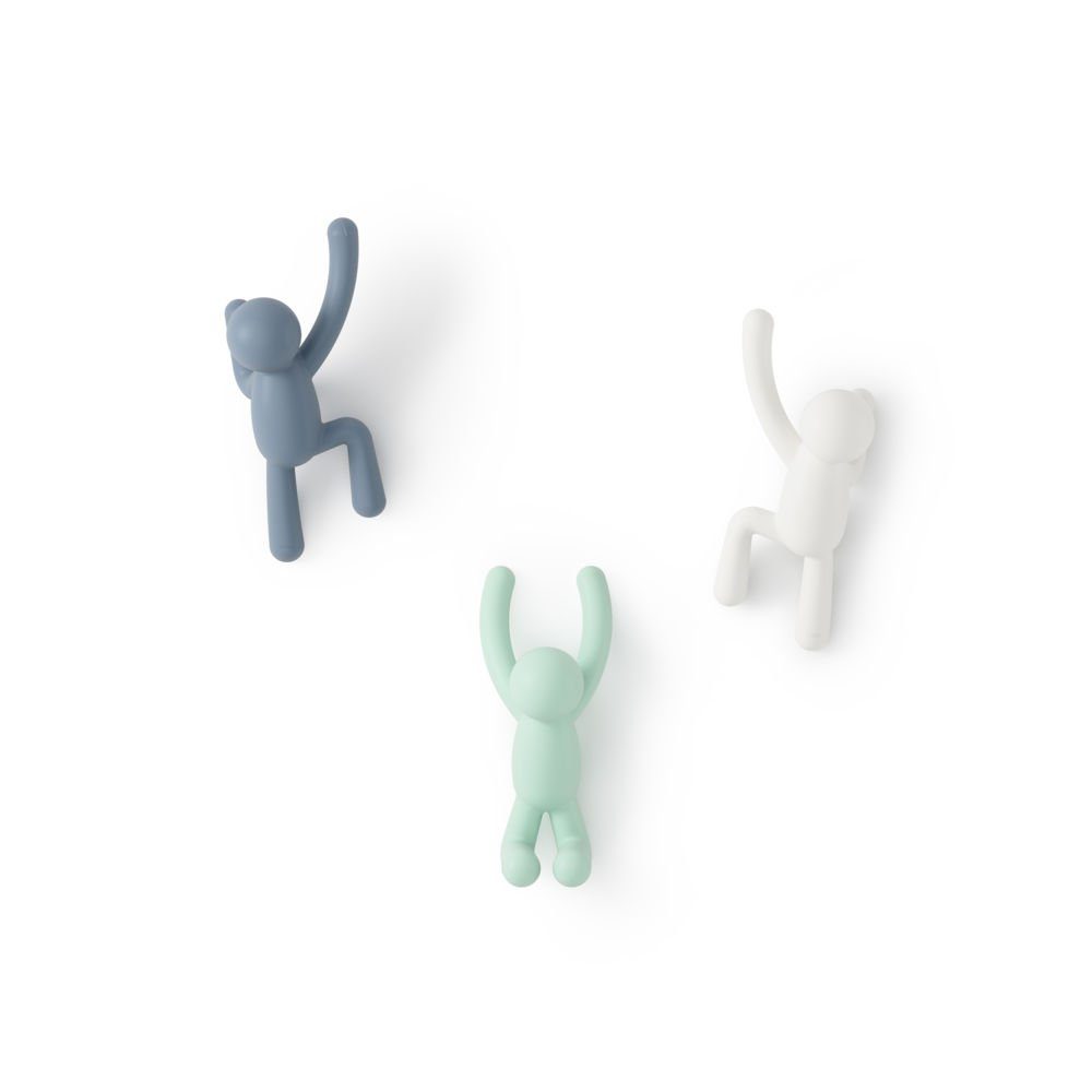 Umbra Wandhaken Buddy, 3er-Set in Pastell-Farben, Kletterfiguren, für Jacken, Schals, Taschen