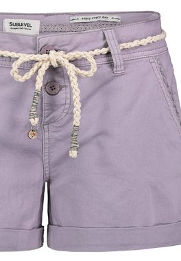 SUBLEVEL Bermudas Damen Short Bermuda kurze Hose Sommer Chino Stoff Hotpants mit Gürtel