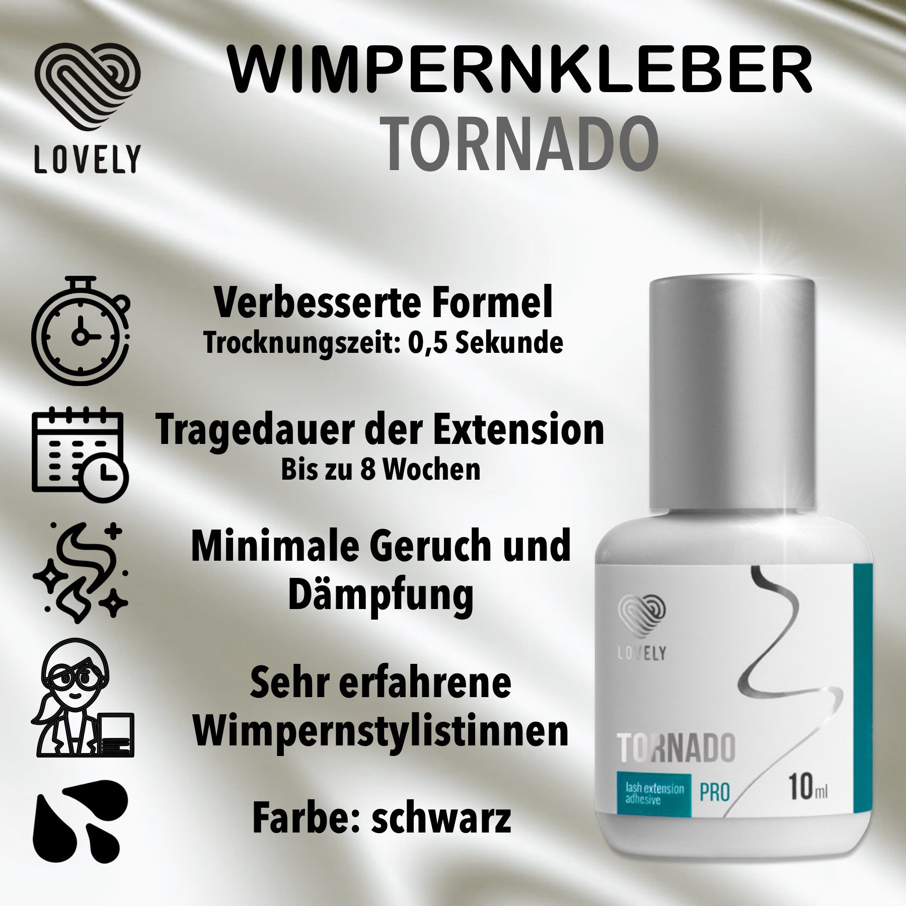 Lovely Wimpernkleber Tornado 5ml & 10ml für professionelle Wimpernverlängerung, Für professionelle WImpernverlängerung, Schnelle Trocknungszeit – Bild 3 von 5