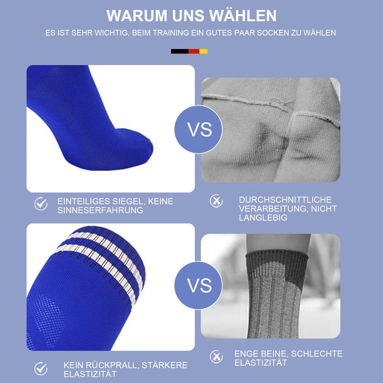 und Kinderfußball Neutral Socken Socken Training Bewegung Fadenfäden Blau Sportsocken für Fußballtraining, -Socken MAGICSHE Erwachsene Laufen