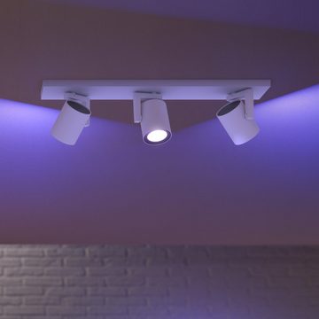 Philips Hue LED Deckenstrahler Bluetooth White & Color Ambiance Argenta - Spot Weiß 3-flammig, keine Angabe, Leuchtmittel enthalten: Ja, LED, warmweiss, Deckenstrahler, Deckenspot, Aufbaustrahler