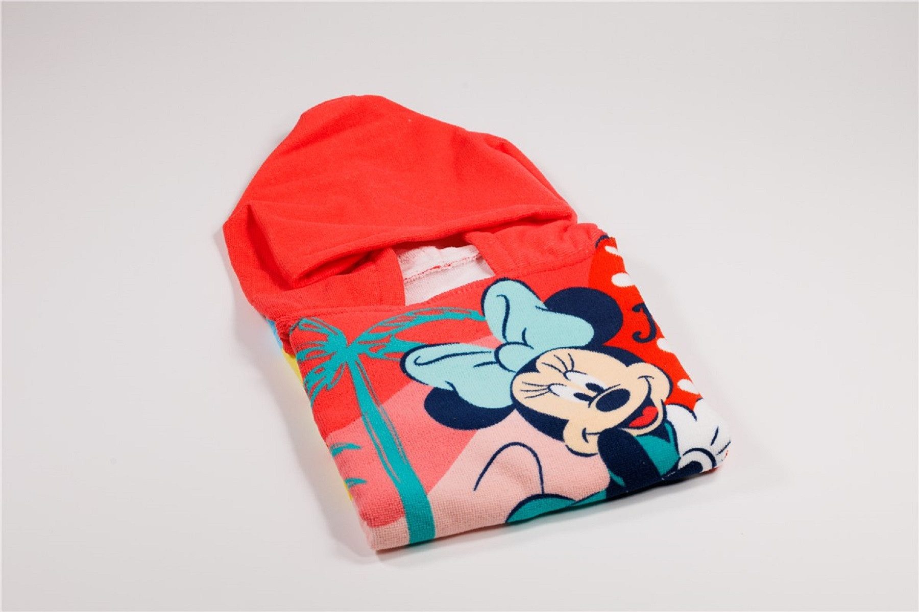Disney Minnie Mouse Badeponcho Kinder Badeponcho mit Kapuze aus Polyester 55 x 110 cm, Polyester