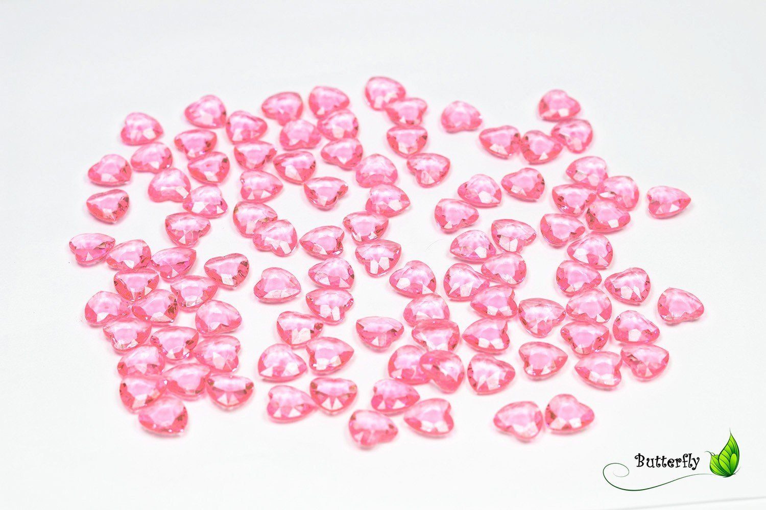 Creativery Streudeko, 10 x 100 Dekosteine HERZEN 1,2 cm