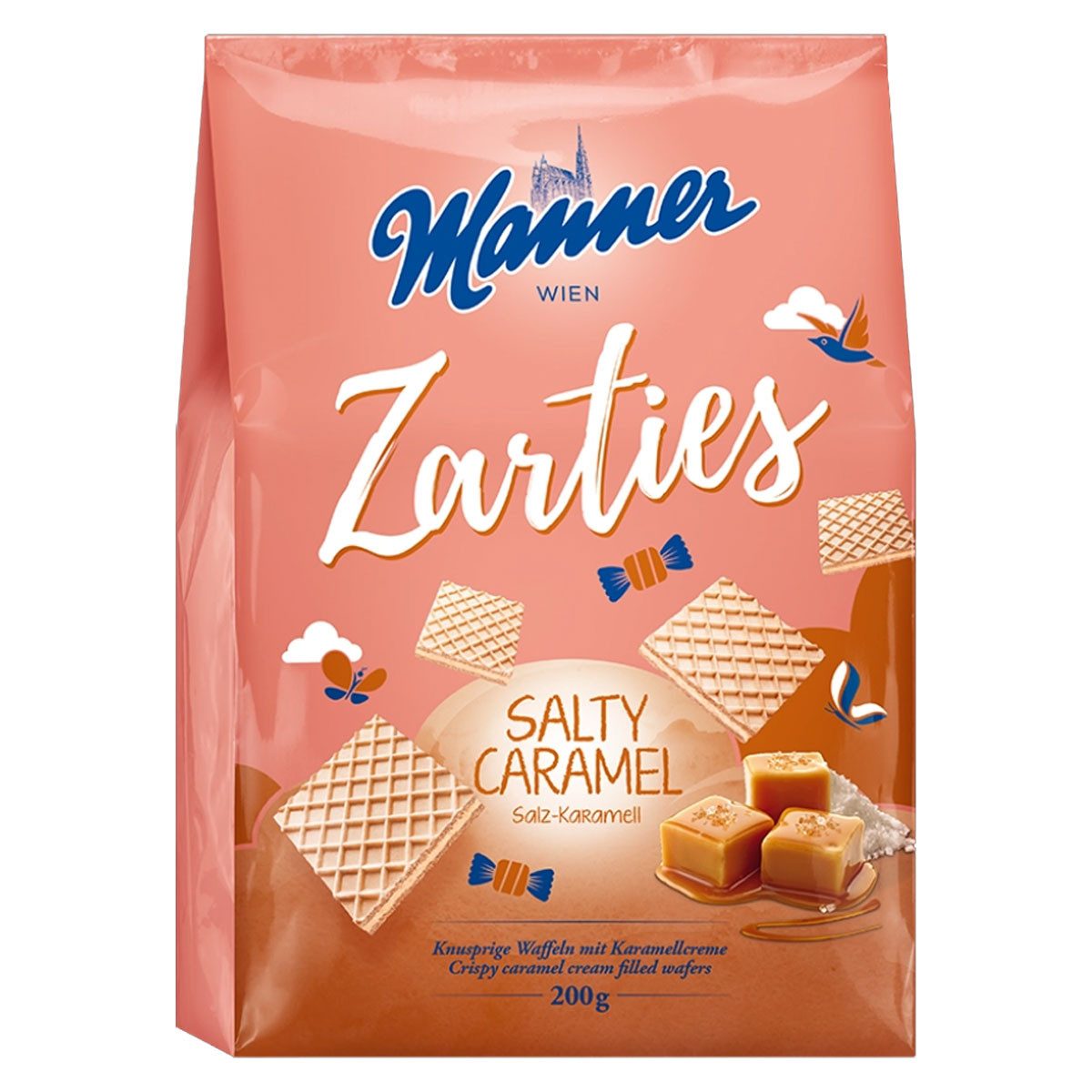 Manner Kekse, Manner Zarties Salty Caramel knusprige Waffeln mit Karamell 200g