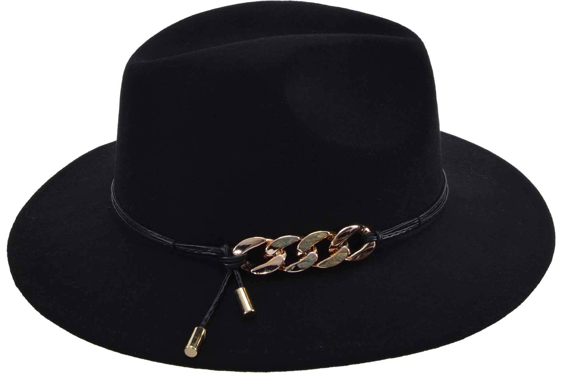 Seeberger Fedora Wollfilz Fedora mit Kettenband 19871-0