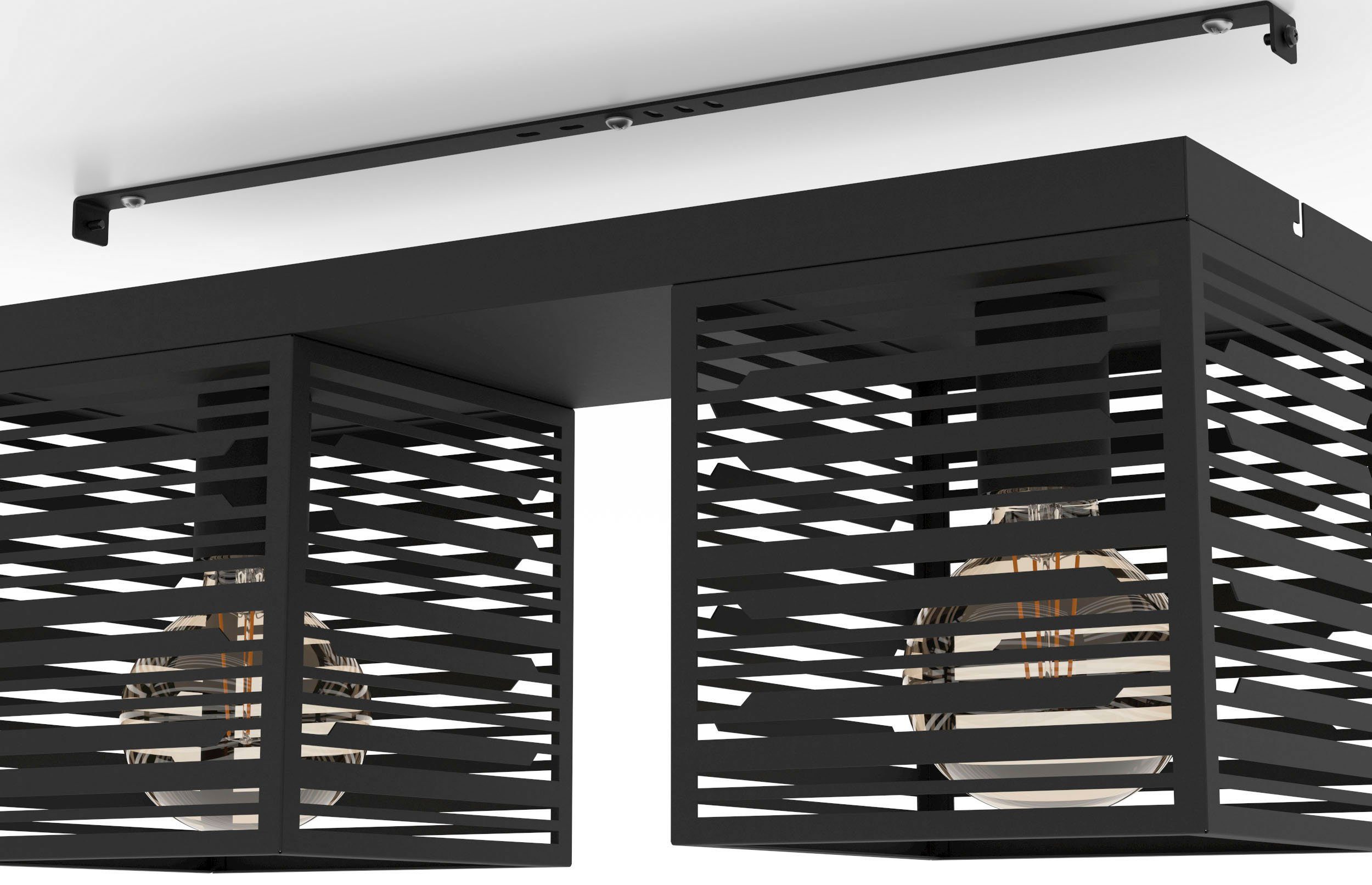 EGLO Deckenleuchte aus - Deckenleuchte Leuchtmittel, ohne Leuchtmittel Stahl 40W PIEDRITAS, wechselbar, exkl. schwarz - in E27