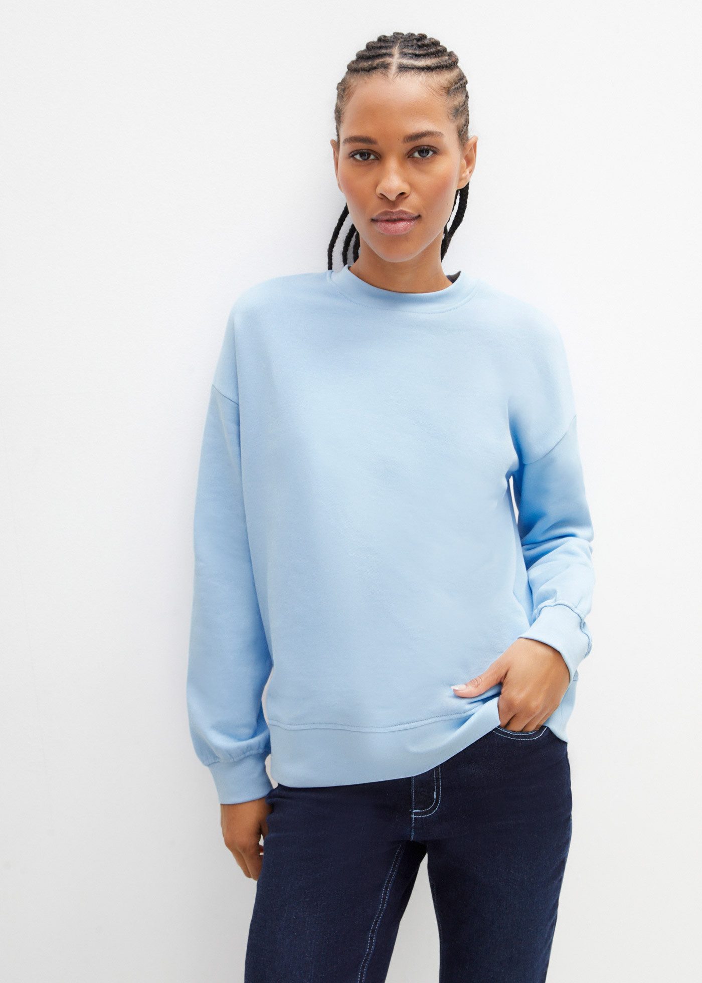 bonprix Sweatshirt Oversize-Passform, aus reiner Baumwolle, elastische Bündchen