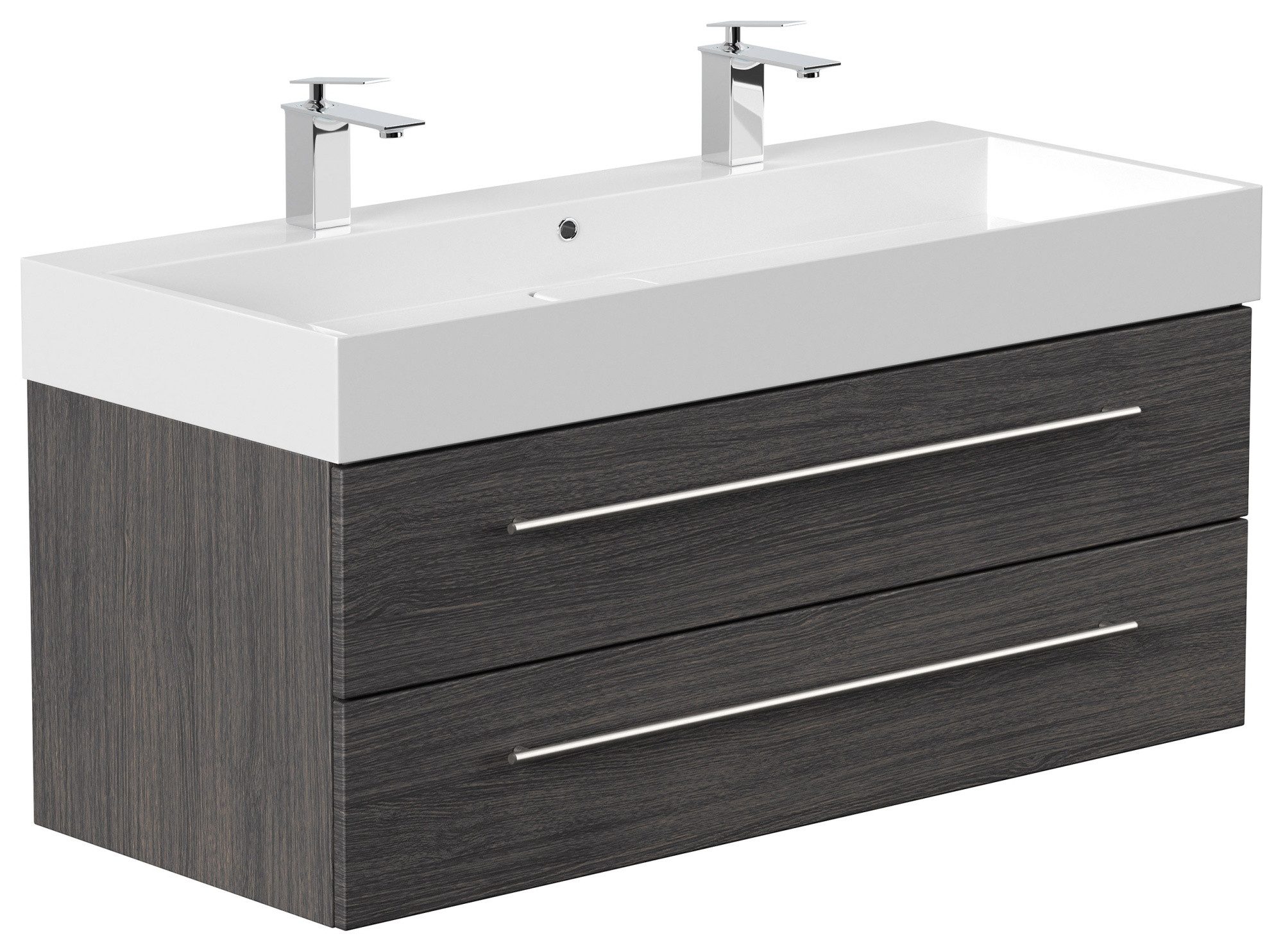 Magnolia Home Doppelwaschtisch Badmöbel Design 1200 Doppel anthrazit gemasert