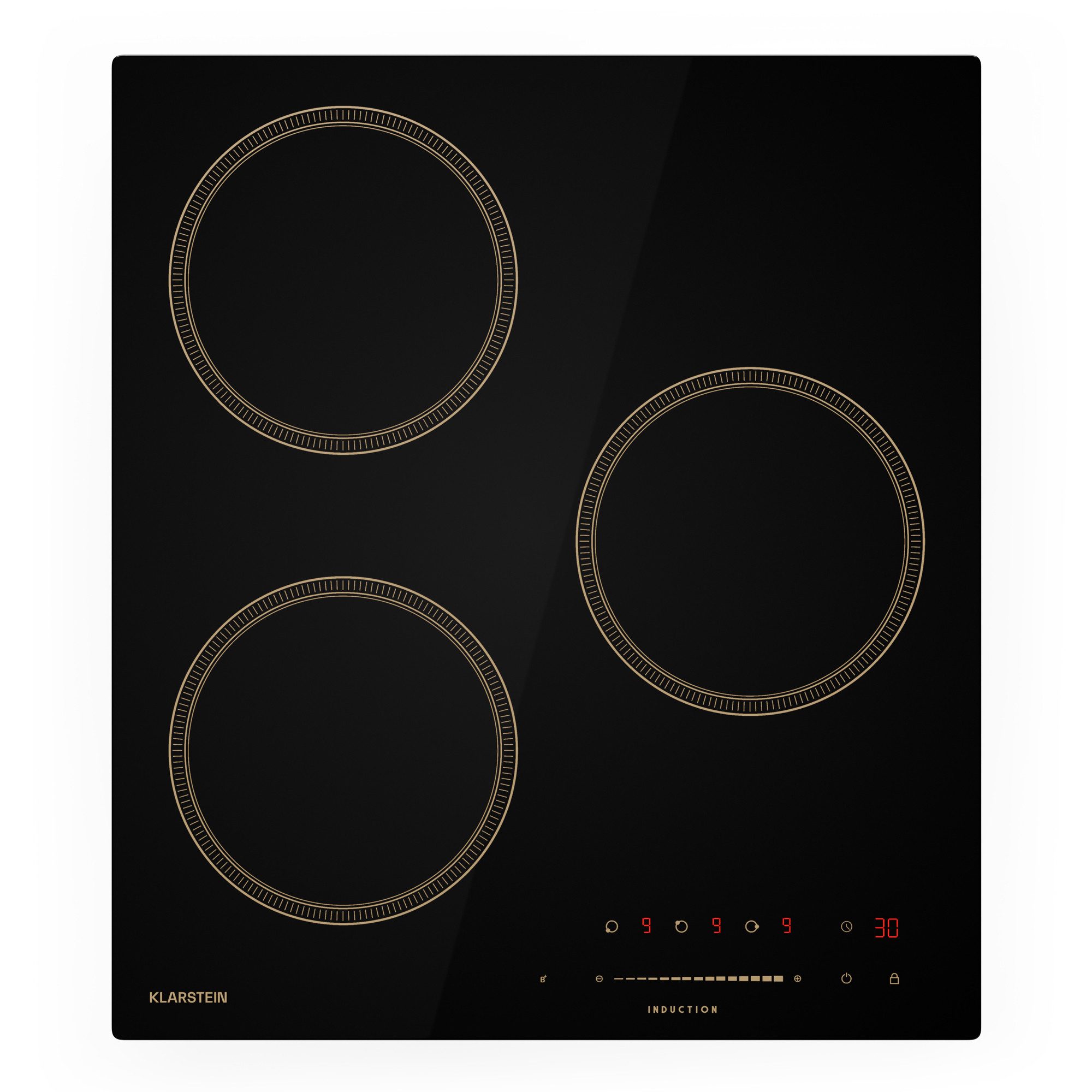 Klarstein Induktions-Kochfeld CP4-KL-Vct-45-Blk CP4-KL-Vct-45-Blk, Kochfelder Induktion 3 Zonen Timer Touch Einbau