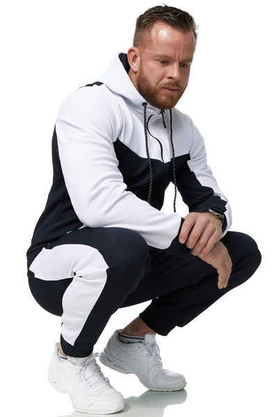 L.gonline Freizeitanzug Herren Trainingsanzug, Jogginganzug mit Kapuzenjacke 0986 (Kapuzenjacke mit Reißverschluss, Hose, 2-tlg), Fitness Freizeit Casual