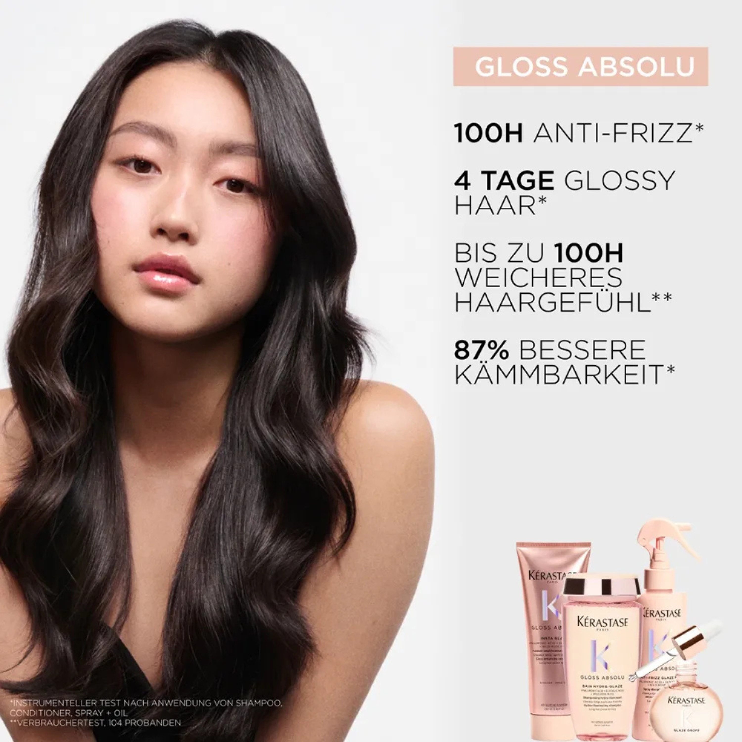Kérastase Leave-in Pflege Gloss Absolu Anti-Frizz Glaze Milk 45 ml, Leave-in Anti-Frizz Pflegespray für langes, frizzanfälliges Haar