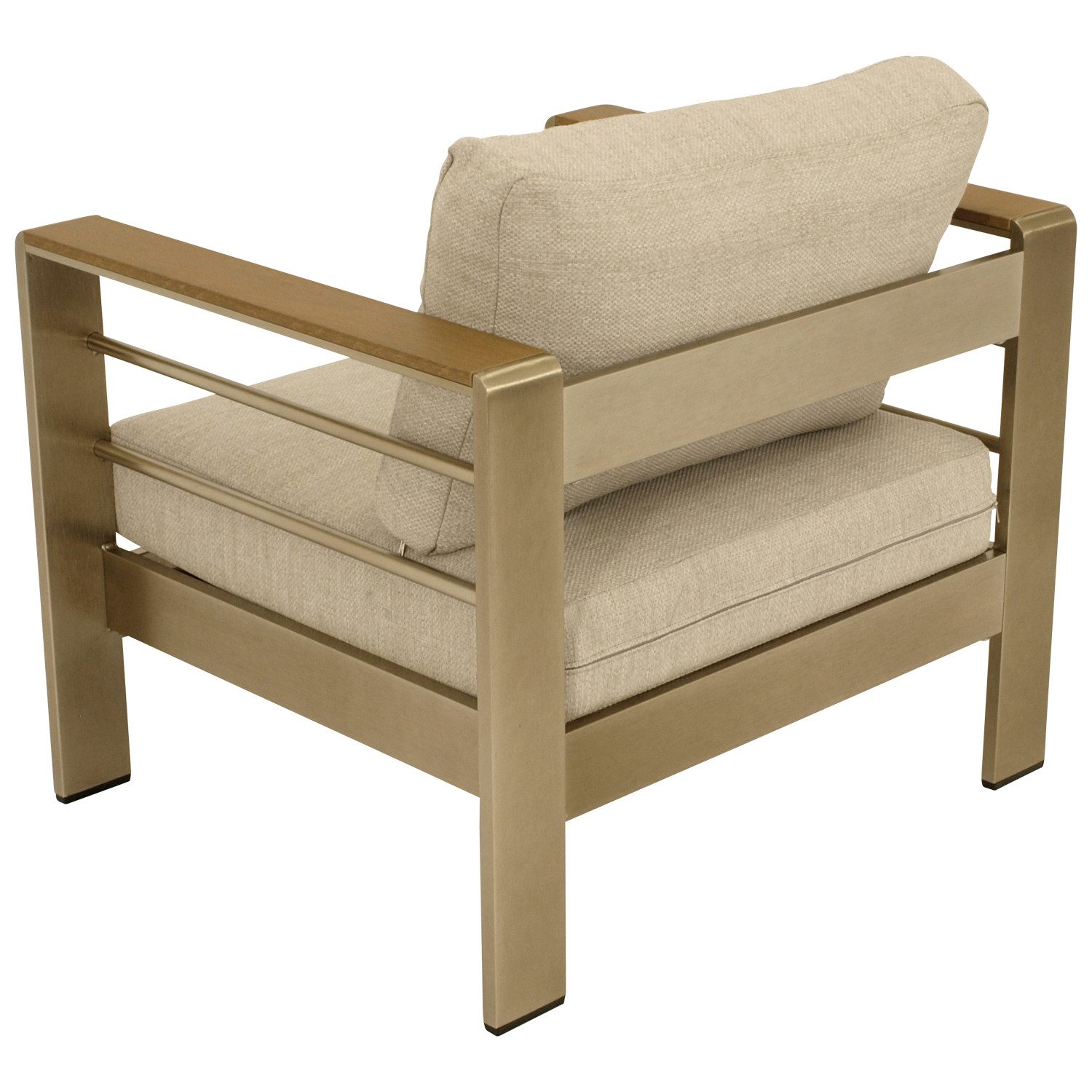 DEGAMO Loungeset CANNES, Armlehnen braun, (2x Sessel, 1x Sofa 207cm, 1x Tisch 106x60cm), Aluminium gebürstet, Kunstholz braun, wetterfest