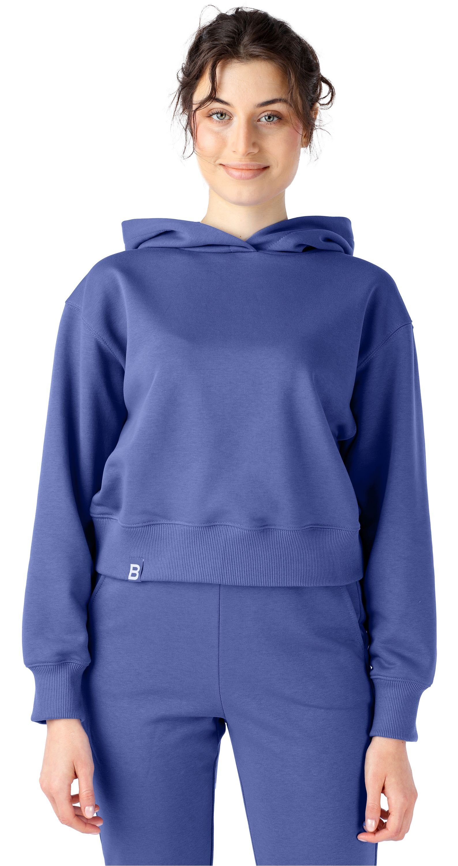 Bellivalini Kapuzensweatshirt Kapuzenpullover kurz Damen Sportanzug Oberteil Jogging Pullover BLV208 Lila-blau