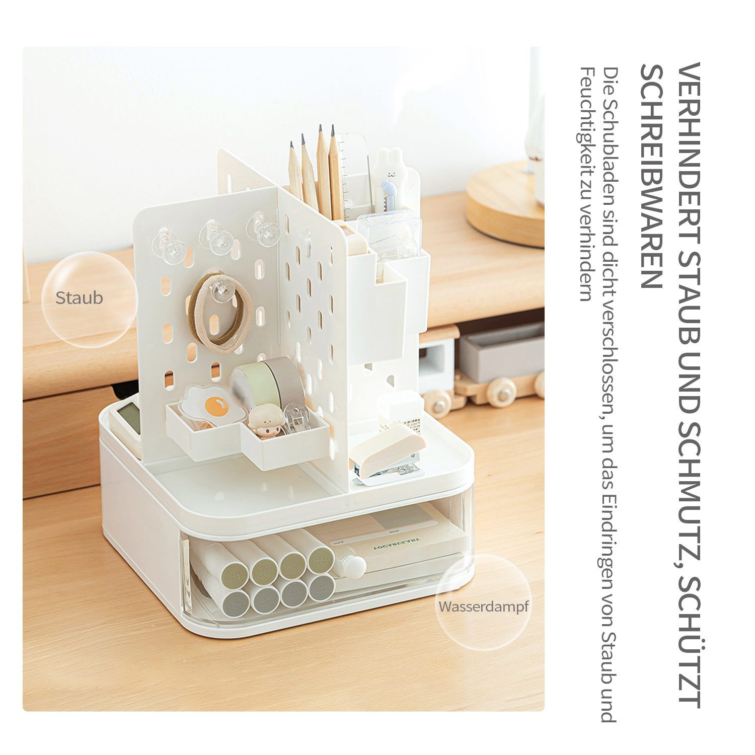 Refttenw Organizer Schreibtisch Organizer, 360° Drehbar Multifunktional Aufbewahrungsbox, Schreibtischorganizer für Büro Zuhause Schule