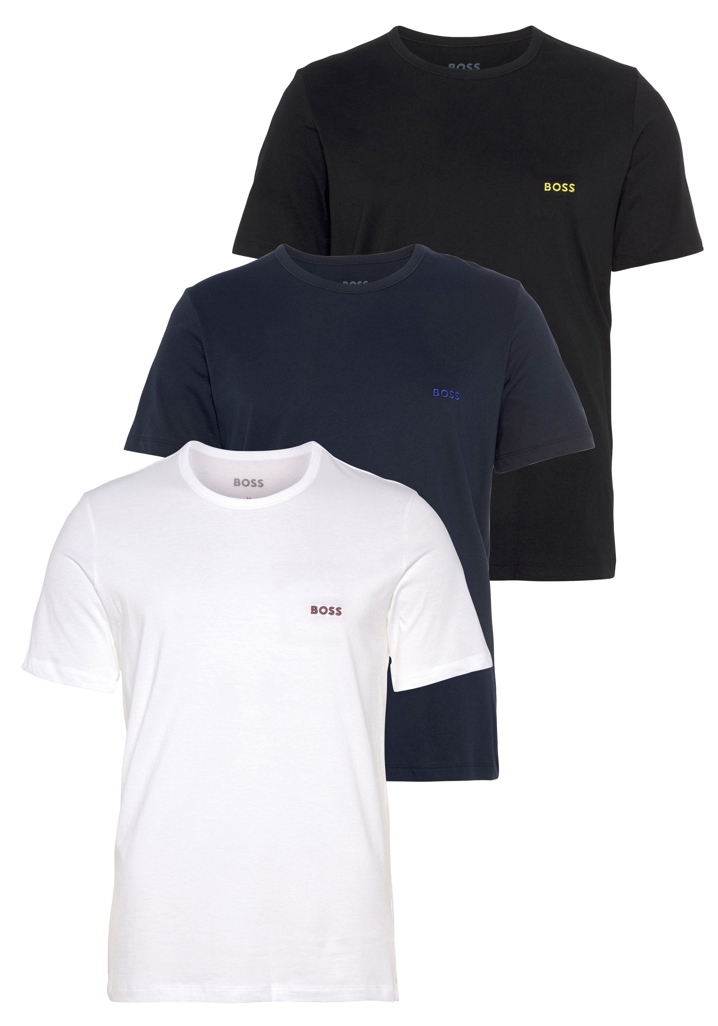 BOSS T-Shirt TShirtRN 3P Classic (Packung, 3-tlg., 3er Pack) mit besticktem BOSS Logo Open-Miscellaneous976