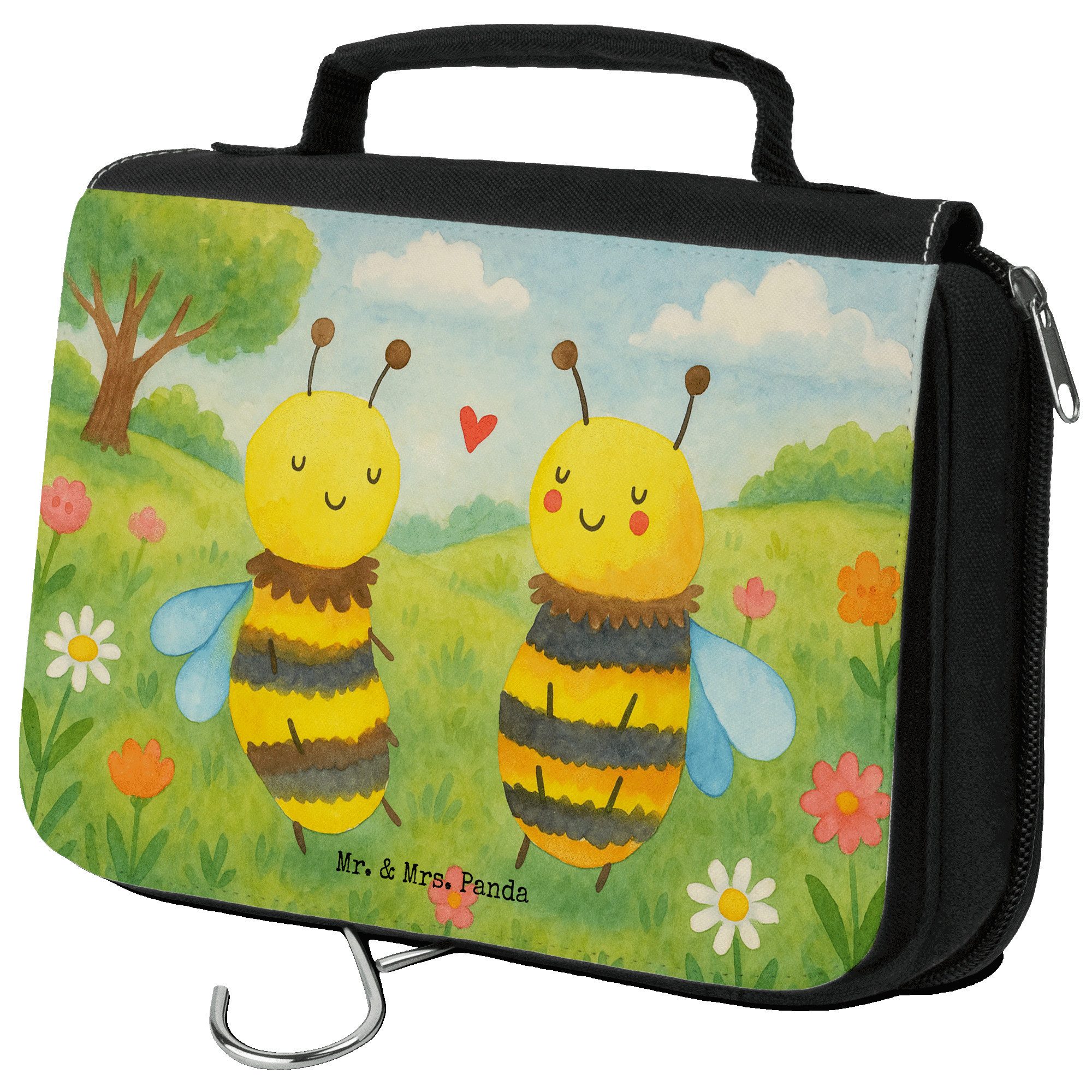 Kulturbeutel Biene Verliebt Design, Make-Up Tasche, Weiß, Waschtasche, Kulturtasch
