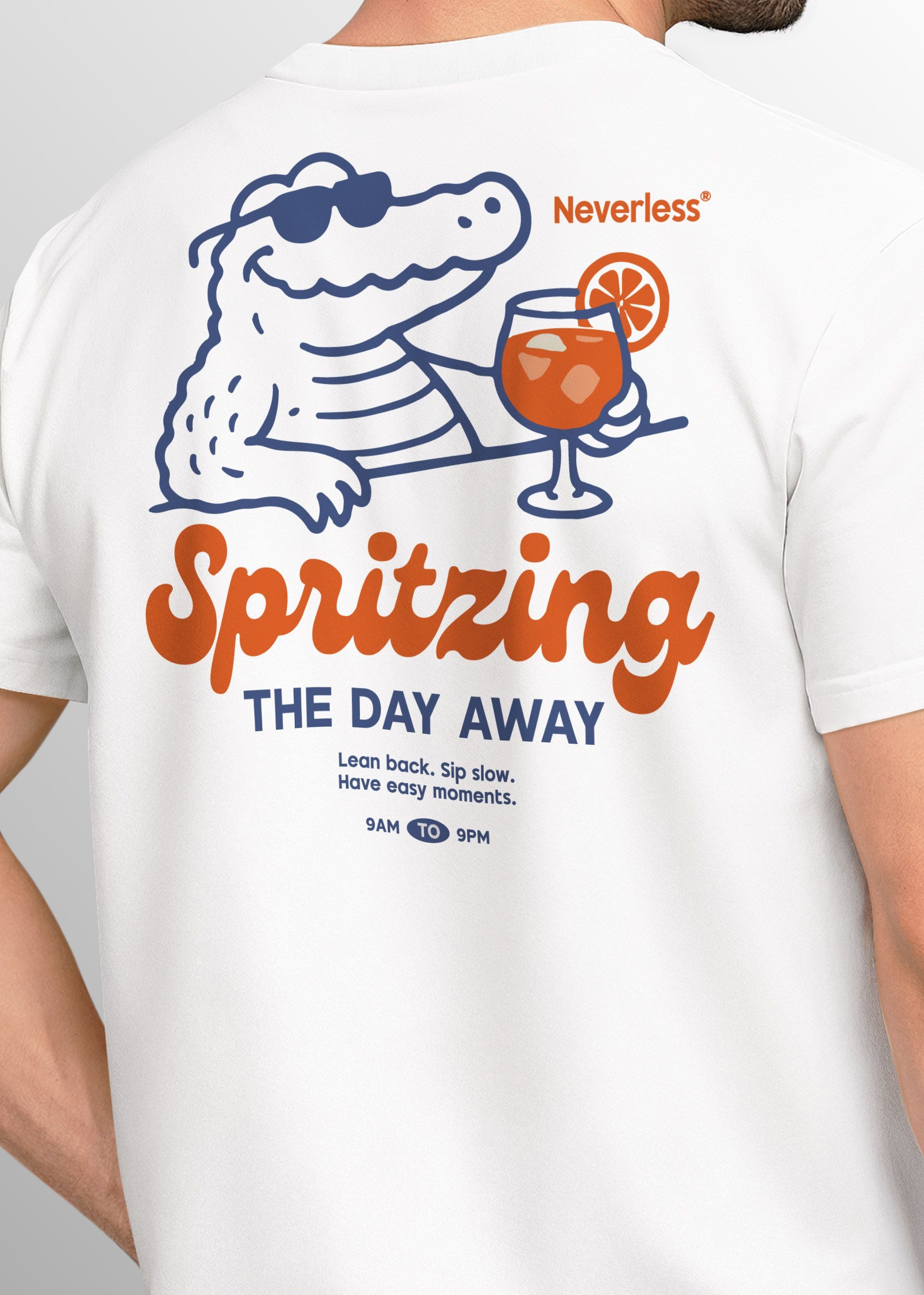 Neverless Print-Shirt Herren T-Shirt Backprint Spritzing the day away Alligator Retro mit Print