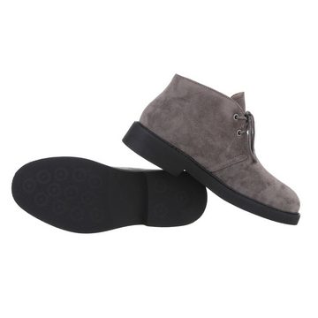 Ital-Design Herren Schnürschuhe Freizeit Stiefelette Blockabsatz Boots in Grau