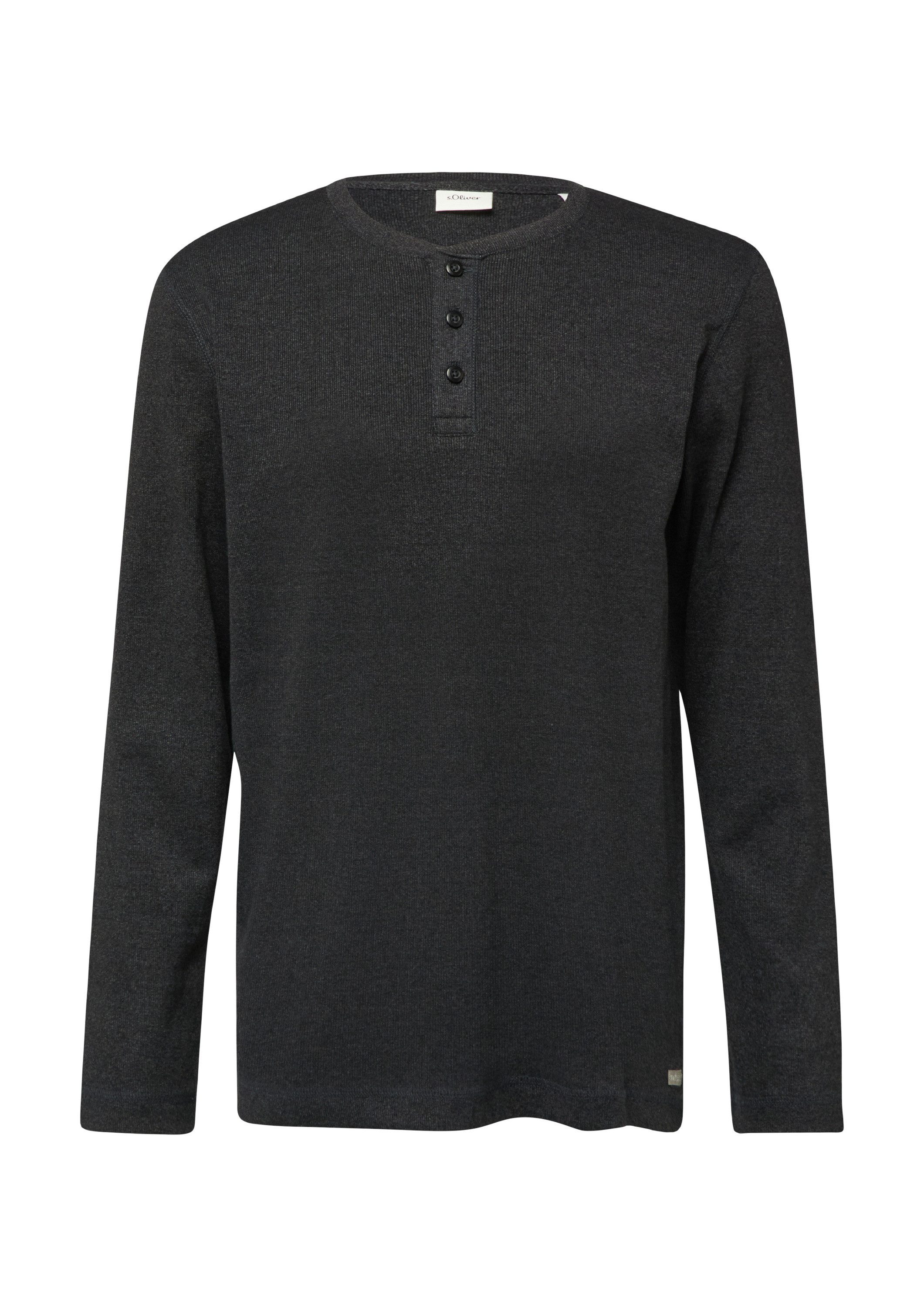 s.Oliver Langarmshirt T-Shirt Geripptes Longsleeve mit Henleyausschnitt