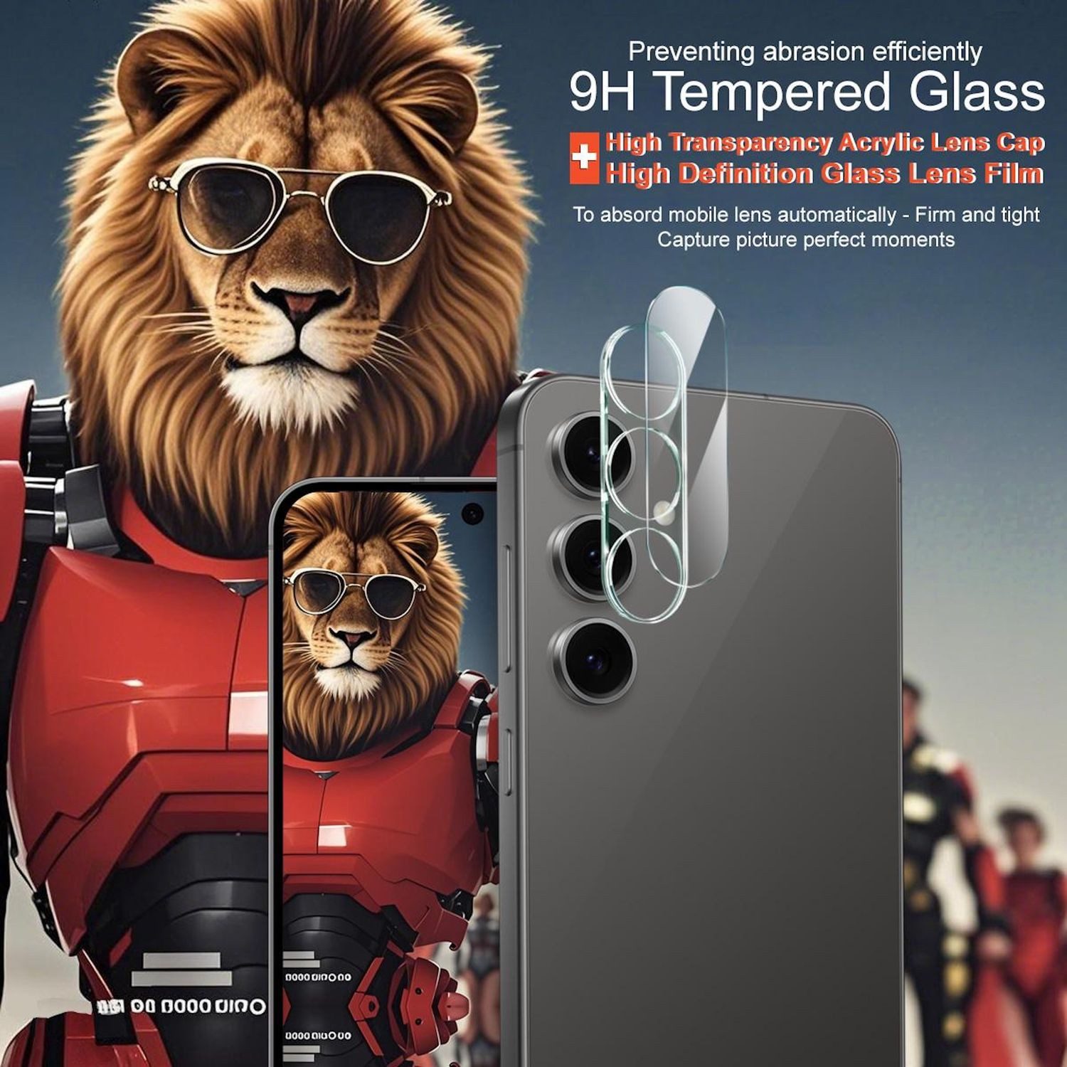 Wigento Handyhülle Für Samsung Galaxy S25 FE Hart Glas Kamera Linsen Komplett Schutz, 9H Glas, HD-Klarheit, kratzfest