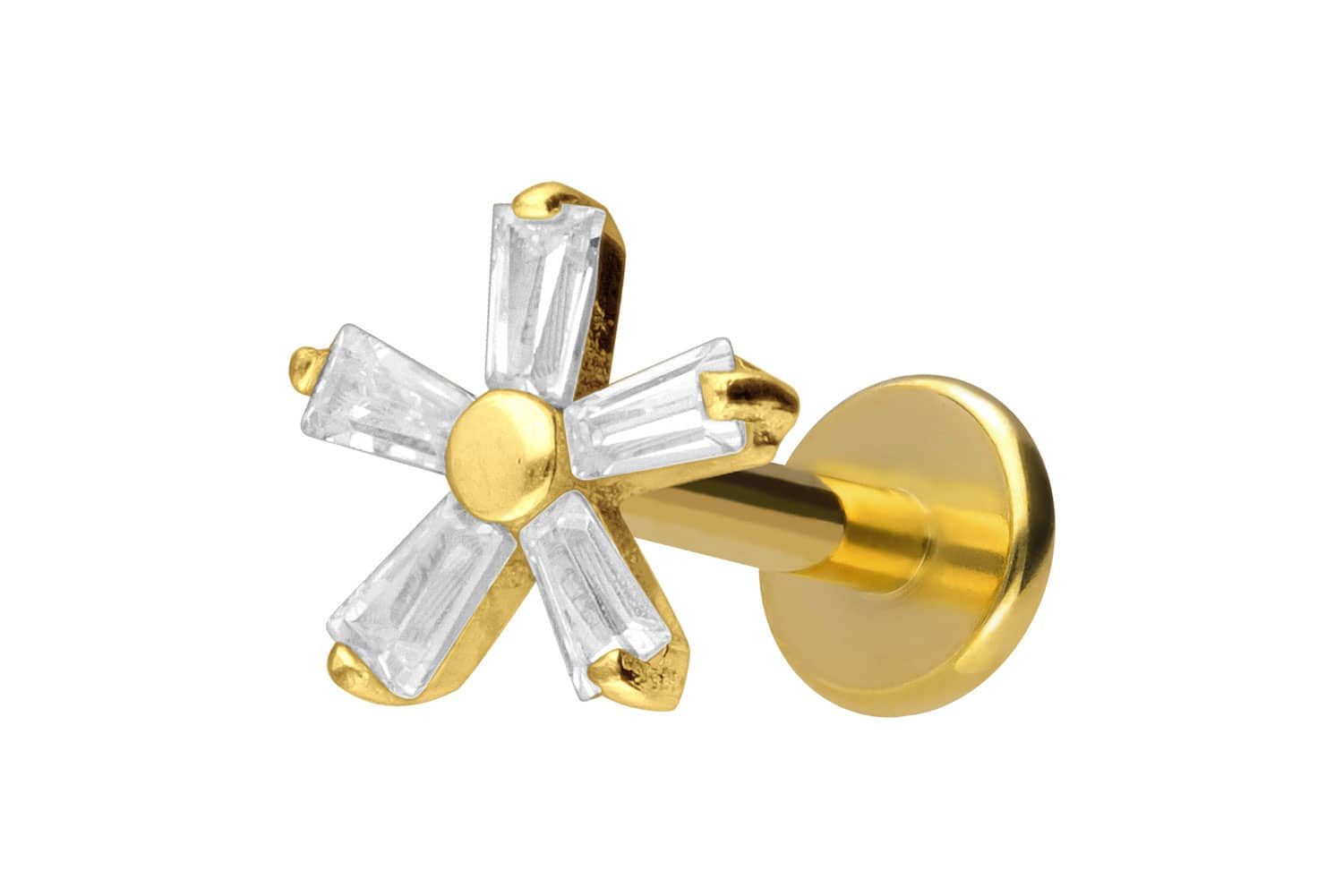 Piercing-Set Titan Labret mit Innengewinde KRISTALLBLUME