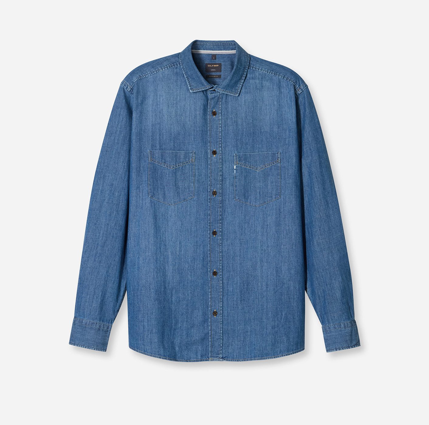 OLYMP Jeanshemd Casual Kentkragen Modern Fit, Kentkragen