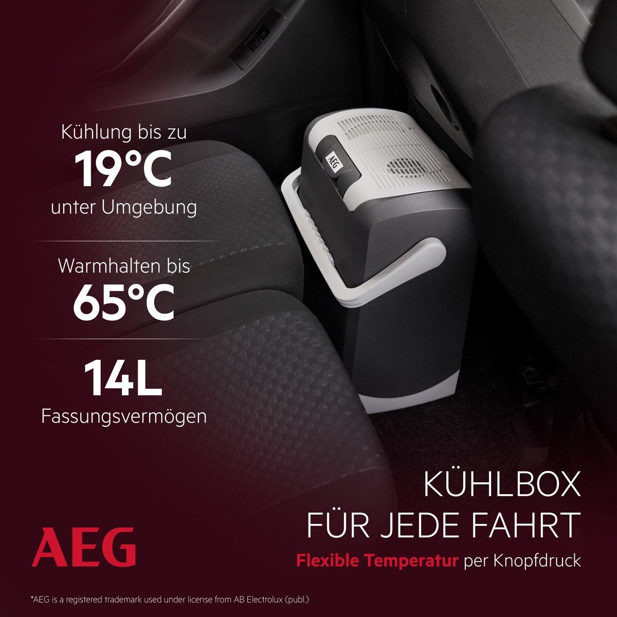 AEG Elektrische Kühlbox KK 14, 14 l, 12 V KFZ Kühl- & Warmhaltebox, grau