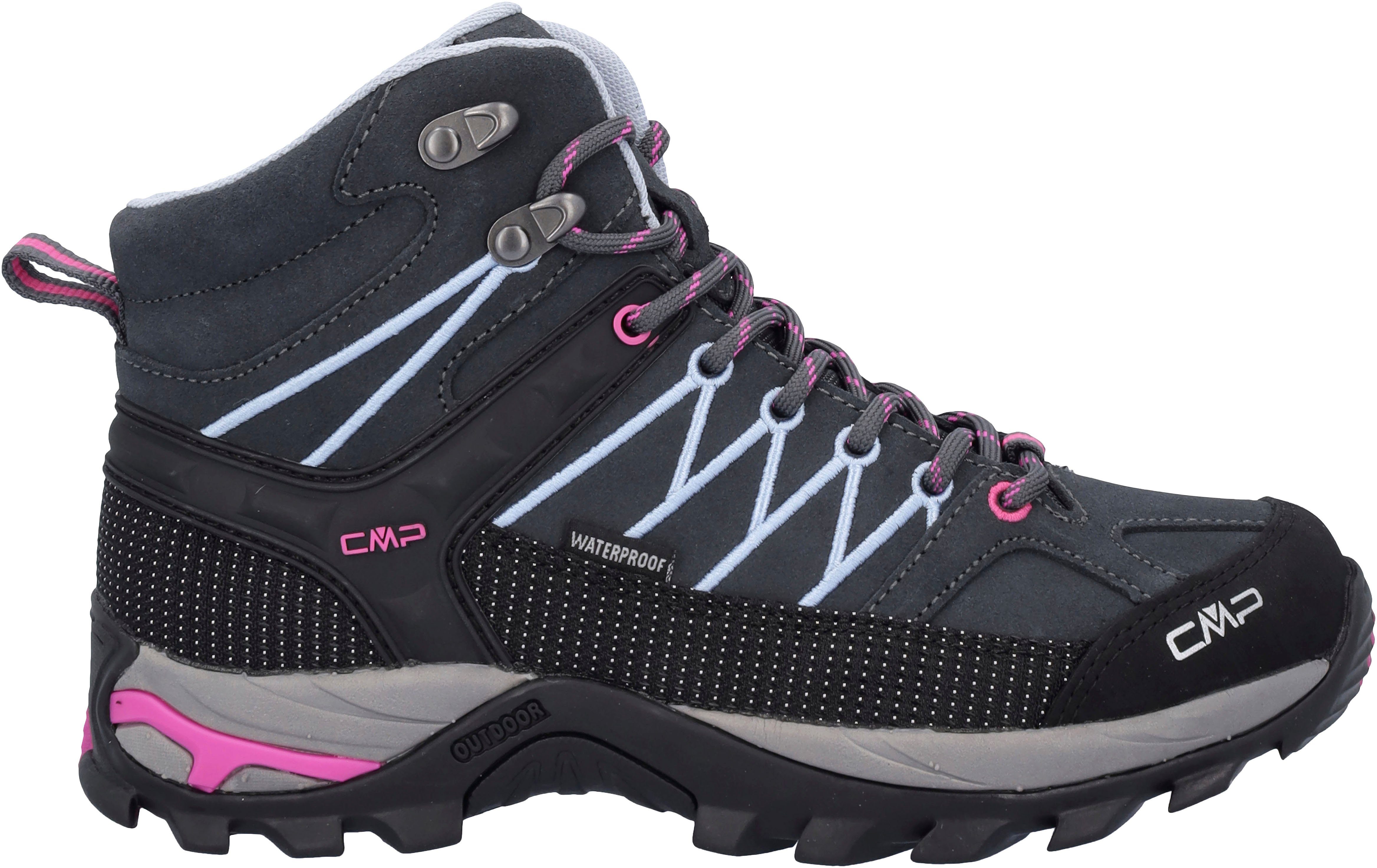 wasserdicht CMP Waterproof Wanderschuh anthrazit-hellblau-pink Wmns Rigel Mid