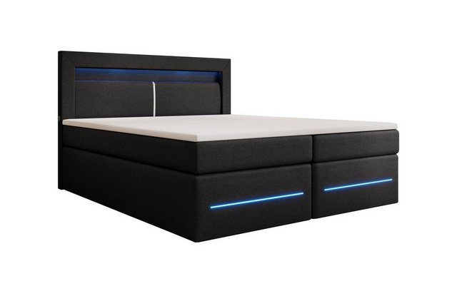 Luxusbetten24 Boxspringbett Nera, mit LED, USB und Stauraum günstig online kaufen
