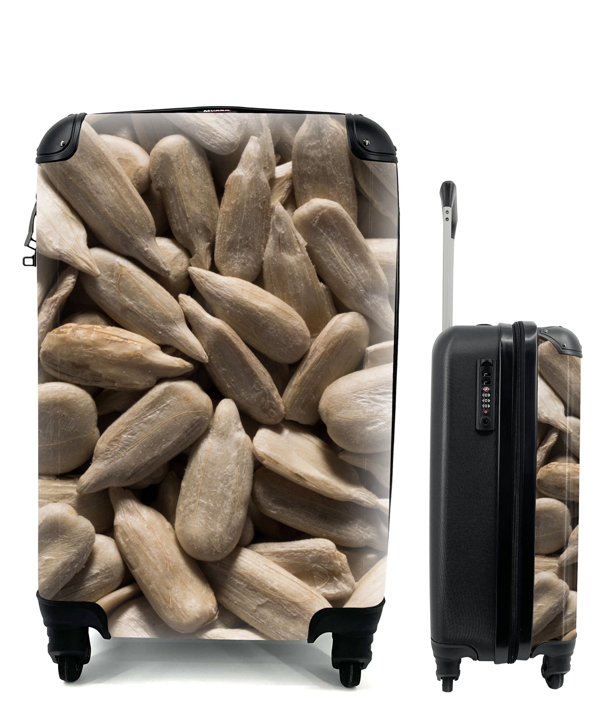 der Reisetasche für MuchoWow Handgepäckkoffer Rollen, Trolley, Nahaufnahme 4 mit Reisekoffer hellen Sonnenblumenkerne, Handgepäck rollen, Ferien,