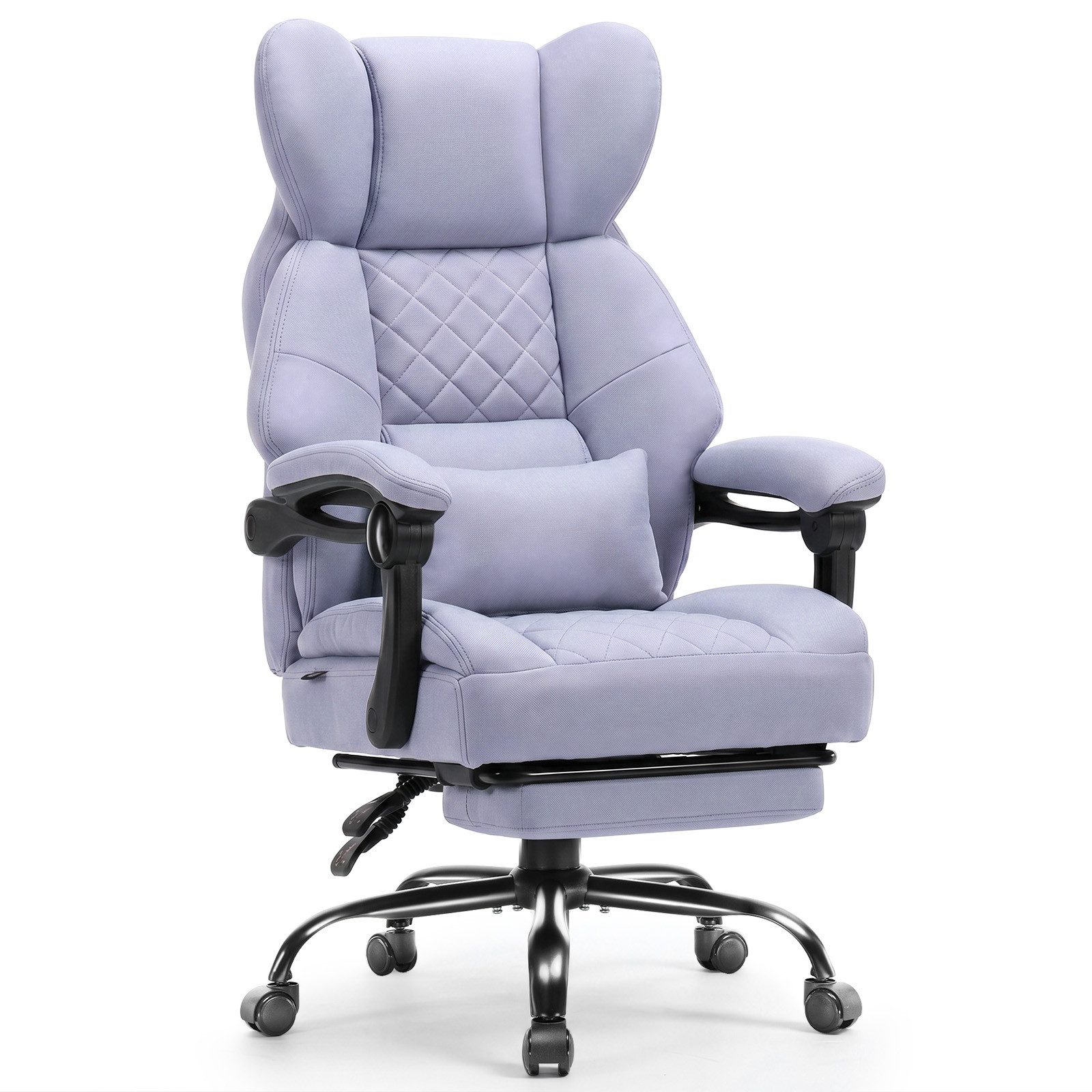 GTPLAYER Gaming-Stuhl Ergonomischer Bürostuhl mit Fußstütze und Lendenstütze Chefsessel, breiter Computersessel, Höhenverstellbar, Federkernsitz