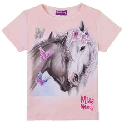 Miss Melody T-Shirt Miss Melody T-Shirt schwarz weißes Pferdeduo pink dogwood (1-tlg)