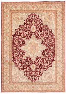 Orientteppich Perser - Täbriz - Royal - 400 x 298 cm - dunkelrot, morgenland, rechteckig, Höhe: 7 mm, Wohnzimmer, Handgeknüpft, Einzelstück mit Zertifikat