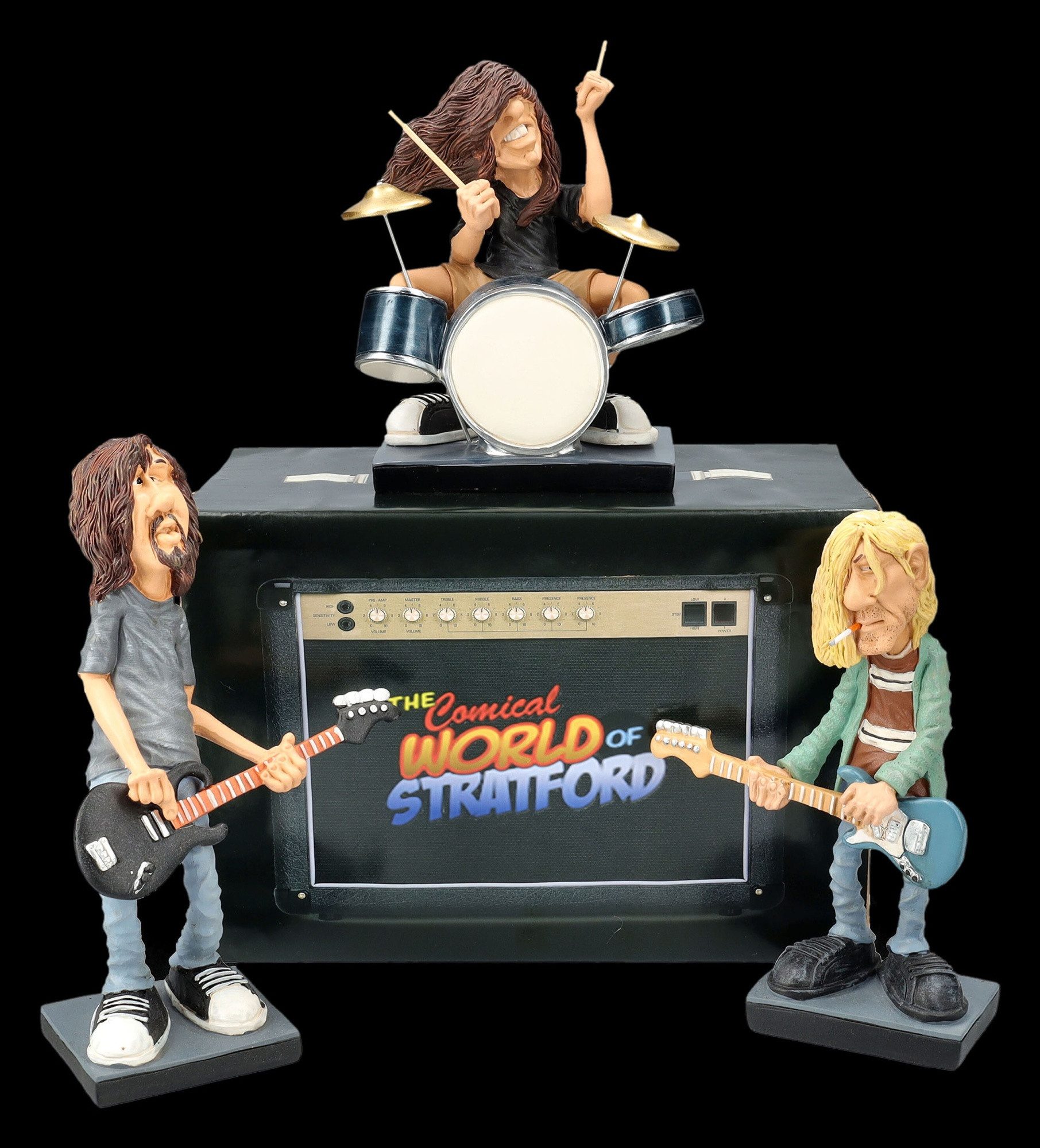 Figuren Shop GmbH Dekofigur Rockstar Figur – Kurt Karikatur Statue Warren Stratford 16.5 cm Deko
